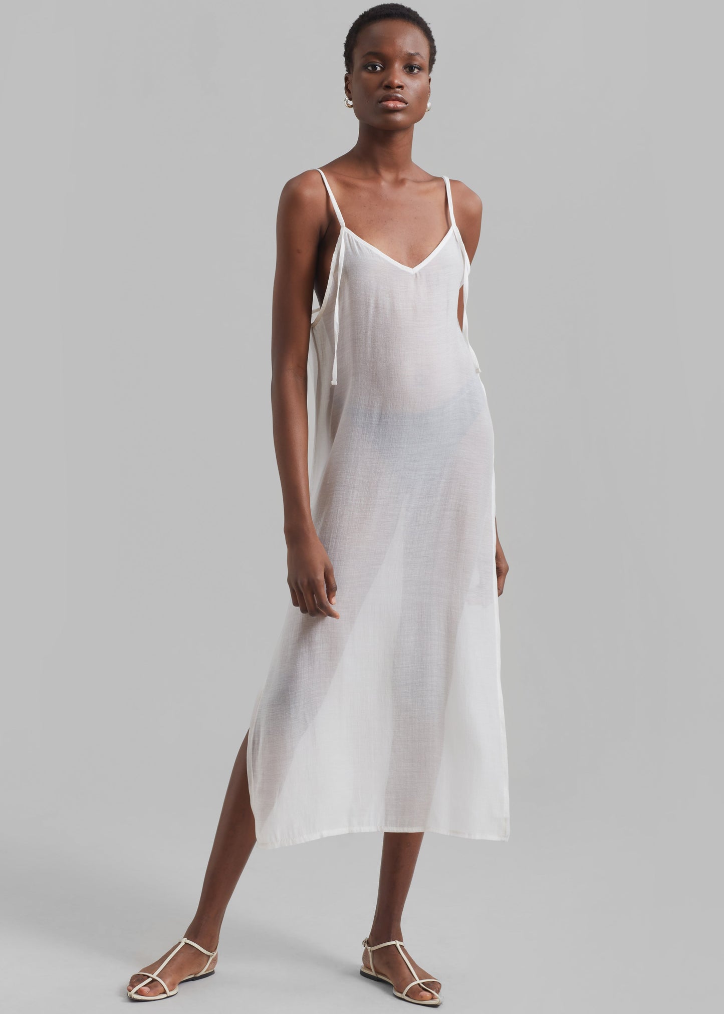 Madeline Sheer Midi Dress - Off White