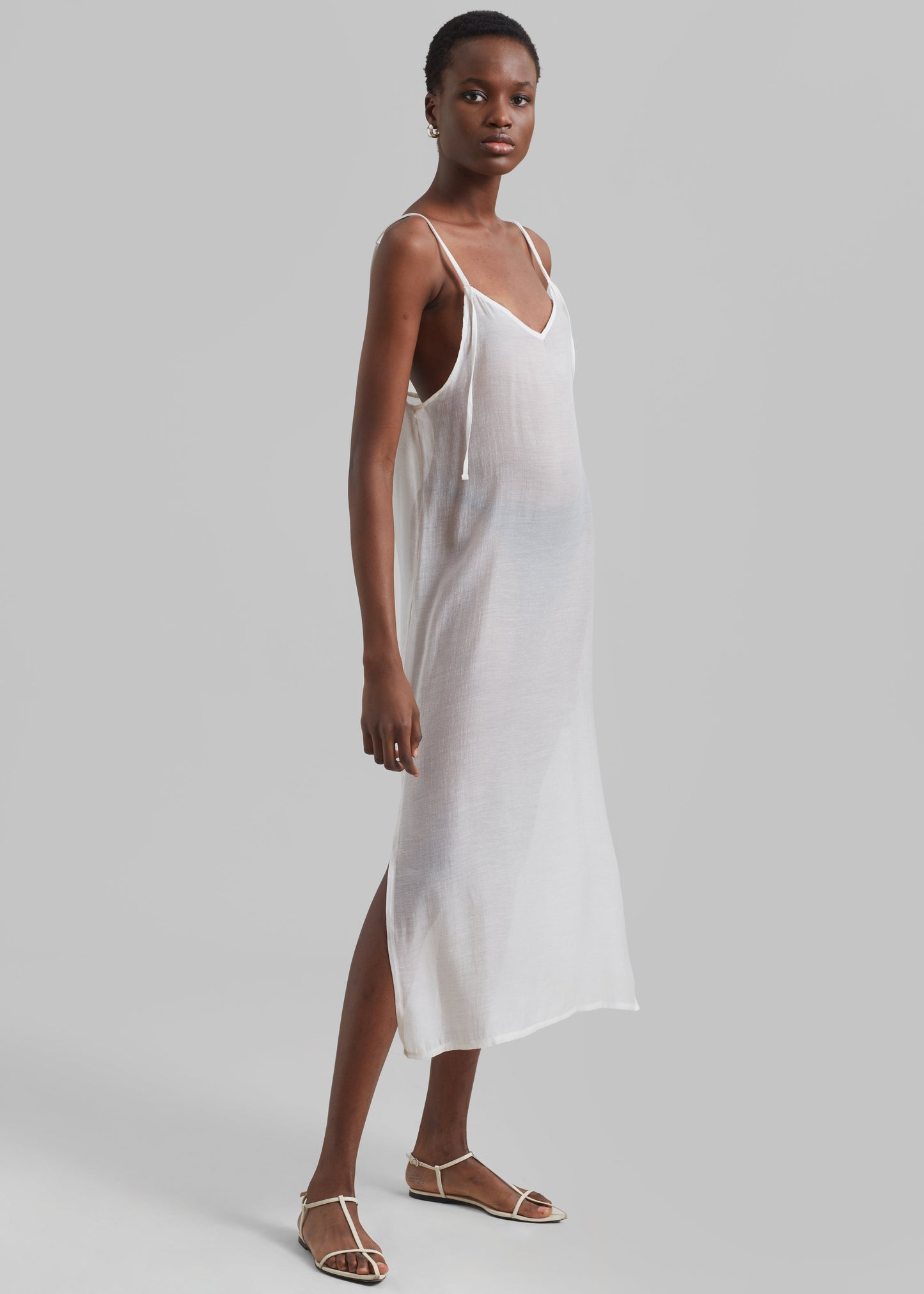 Madeline Sheer Midi Dress - Off White