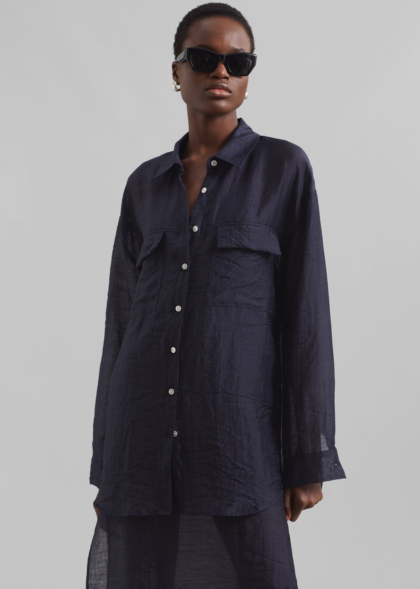 Madeline Sheer Shirt - Navy