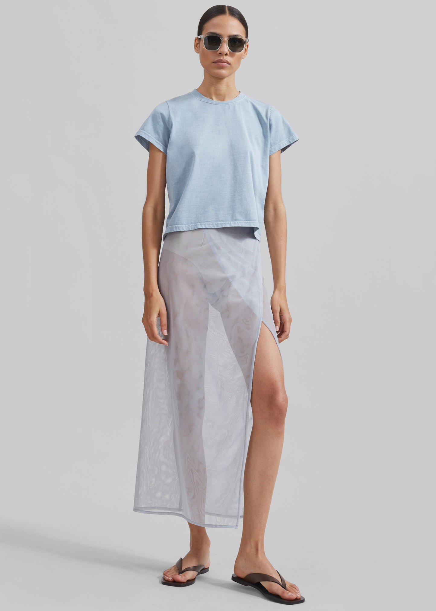 Magdalena Sheer Midi Skirt - Grey