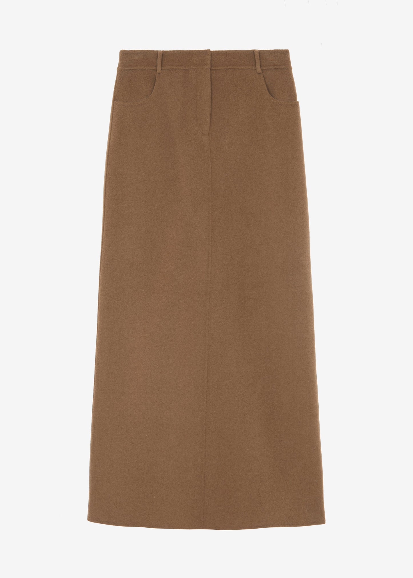 Malvo Long Wool Pencil Skirt - Camel