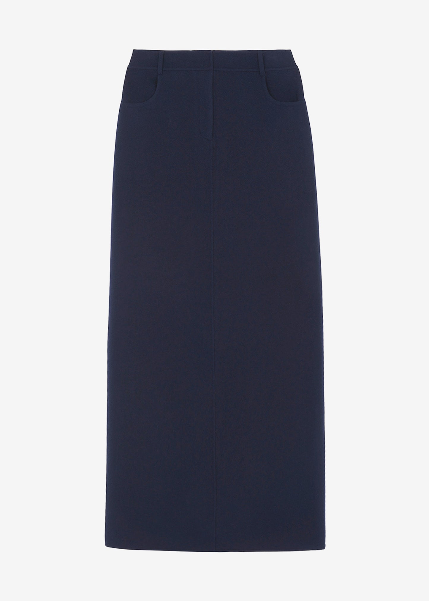 Malvo Long Wool Pencil Skirt - Navy