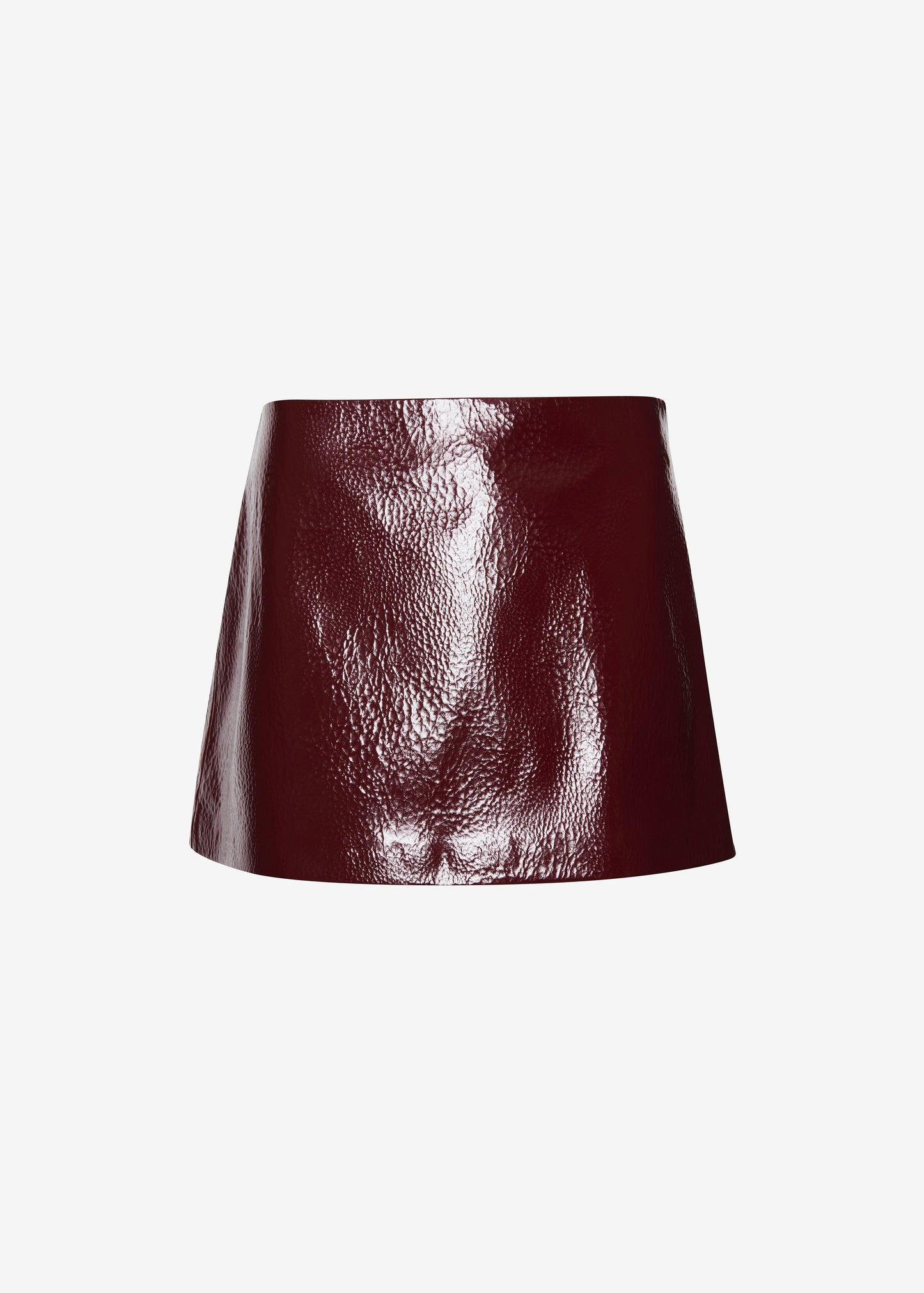 Mary Crackled Faux Leather Mini Skirt - Burgundy