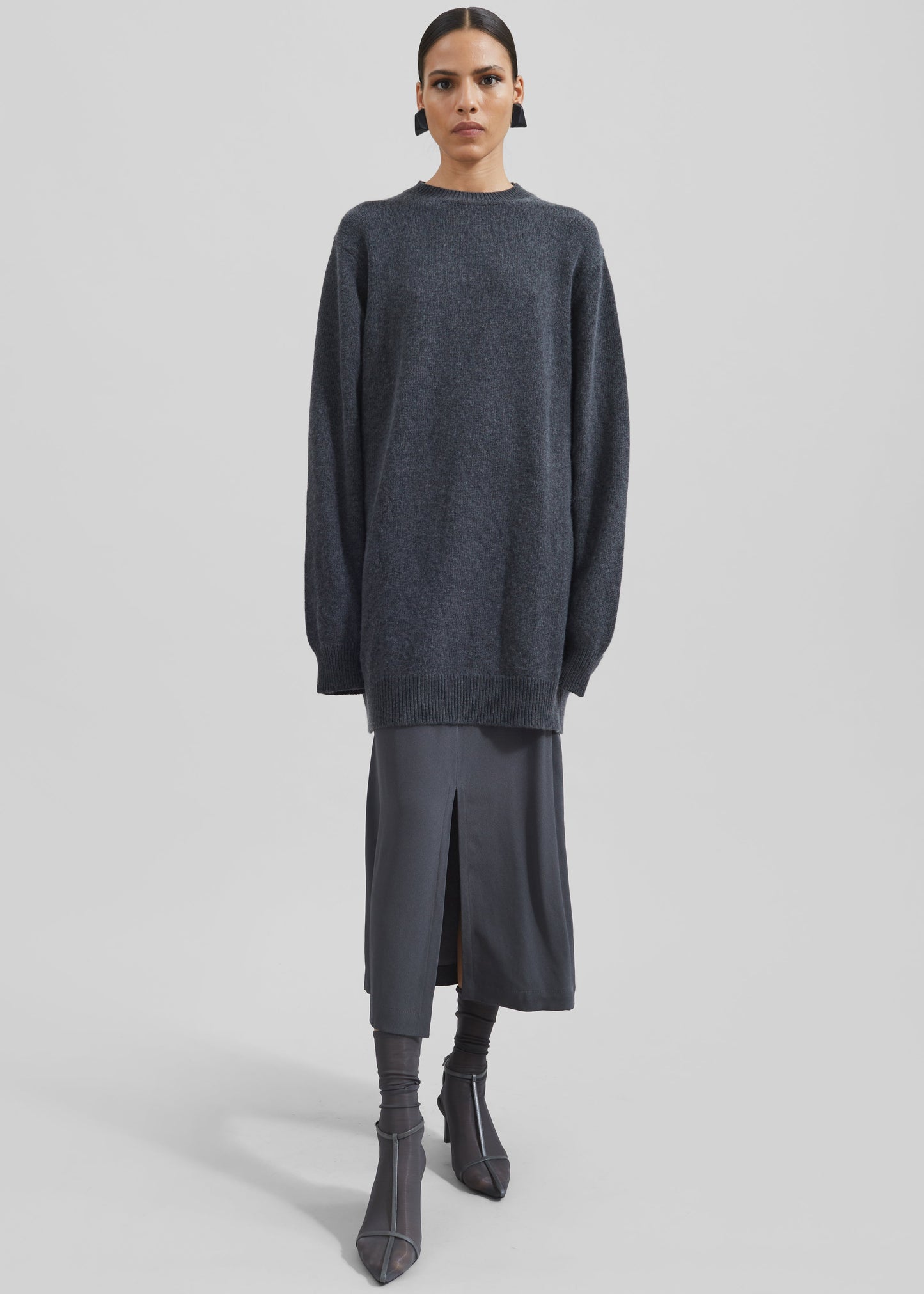 Maxime Knit Sweater Dress - Dark Grey Melange