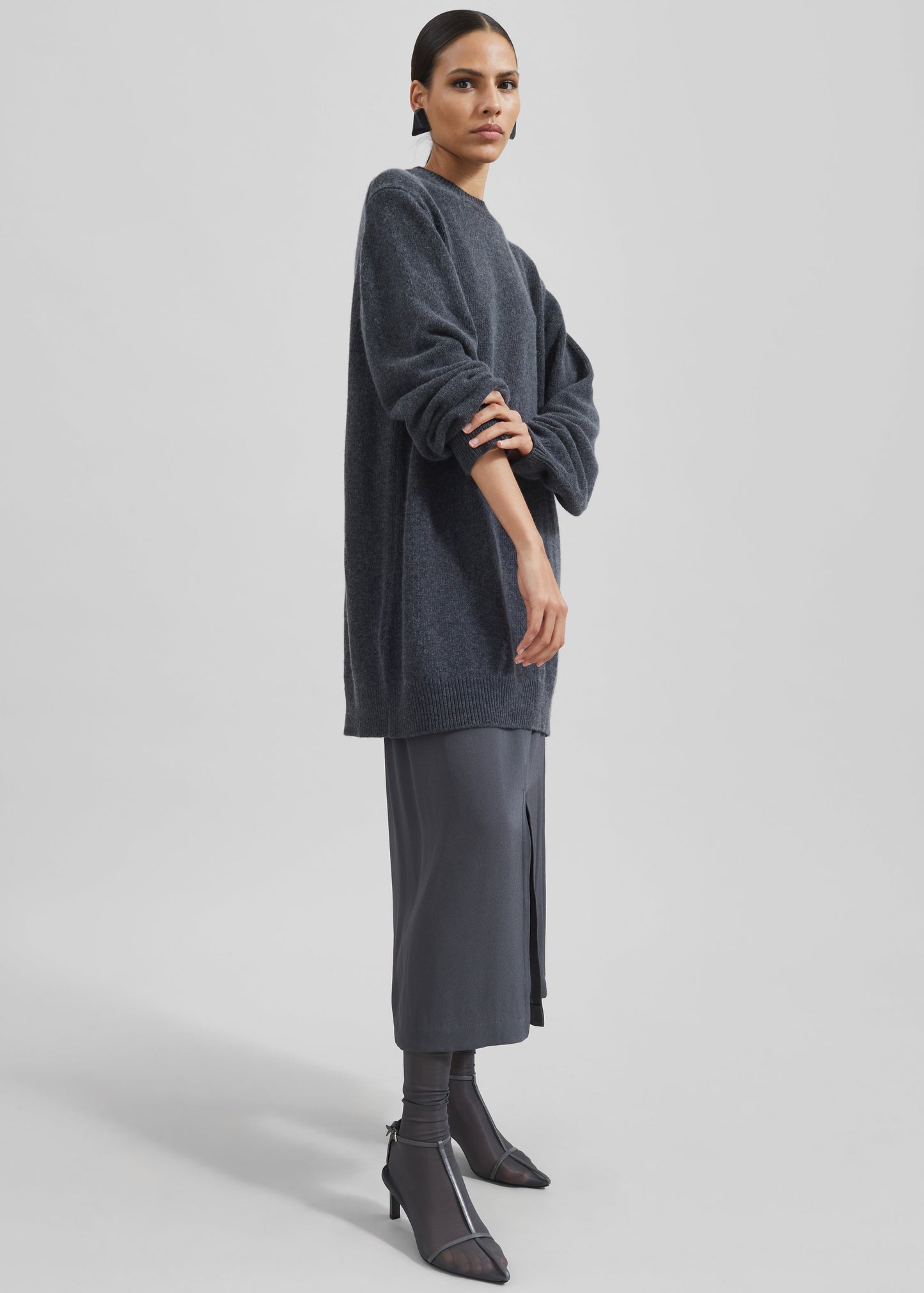 Maxime Knit Sweater Dress - Dark Grey Melange