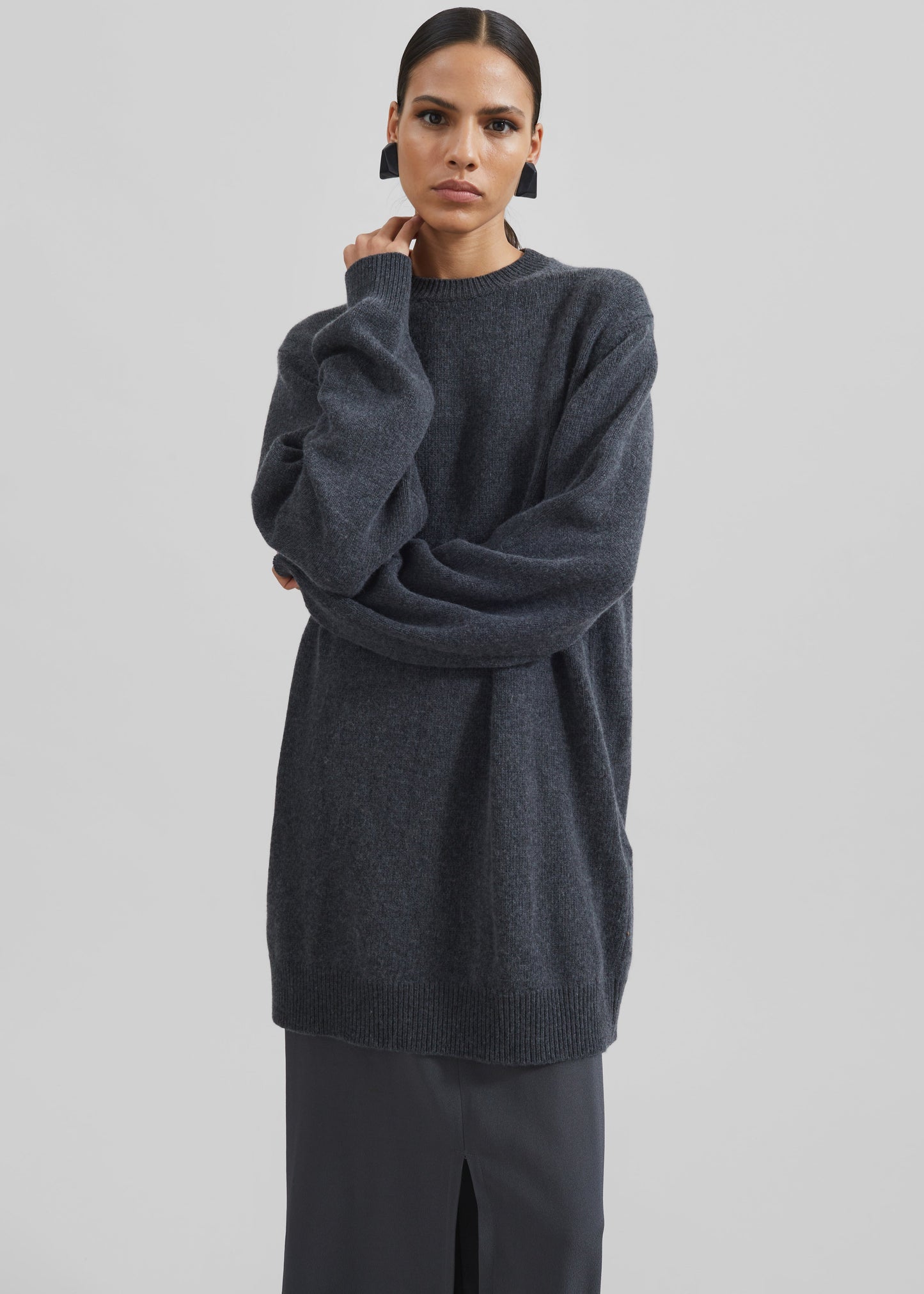 Maxime Knit Sweater Dress - Dark Grey Melange