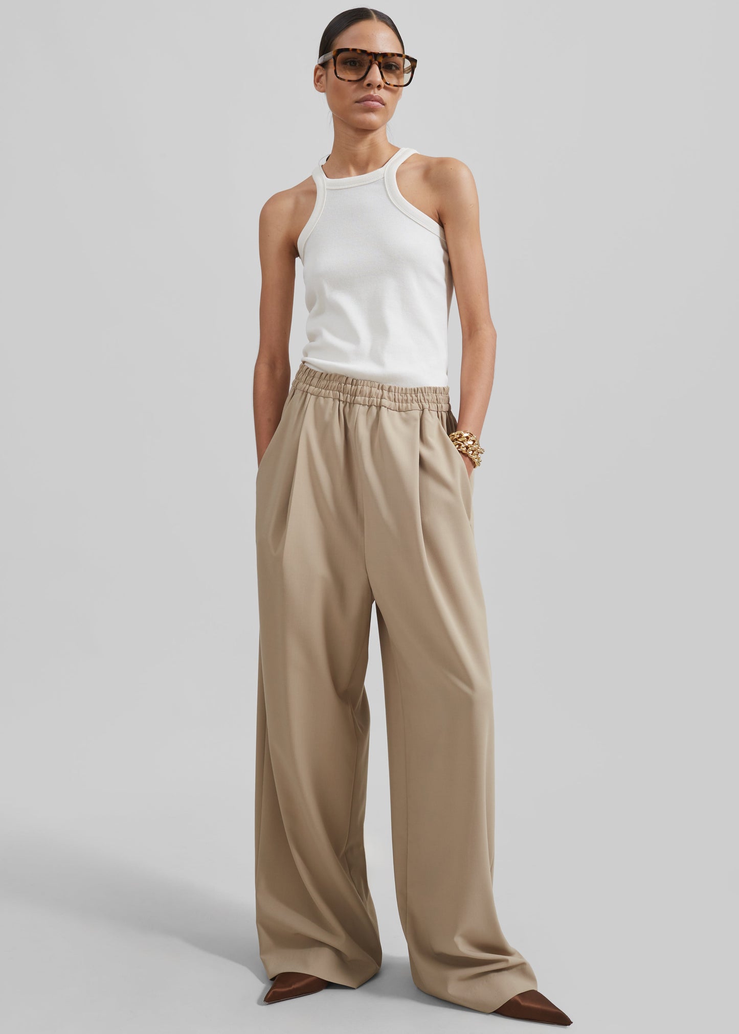 Neva Wide Trousers - Beige