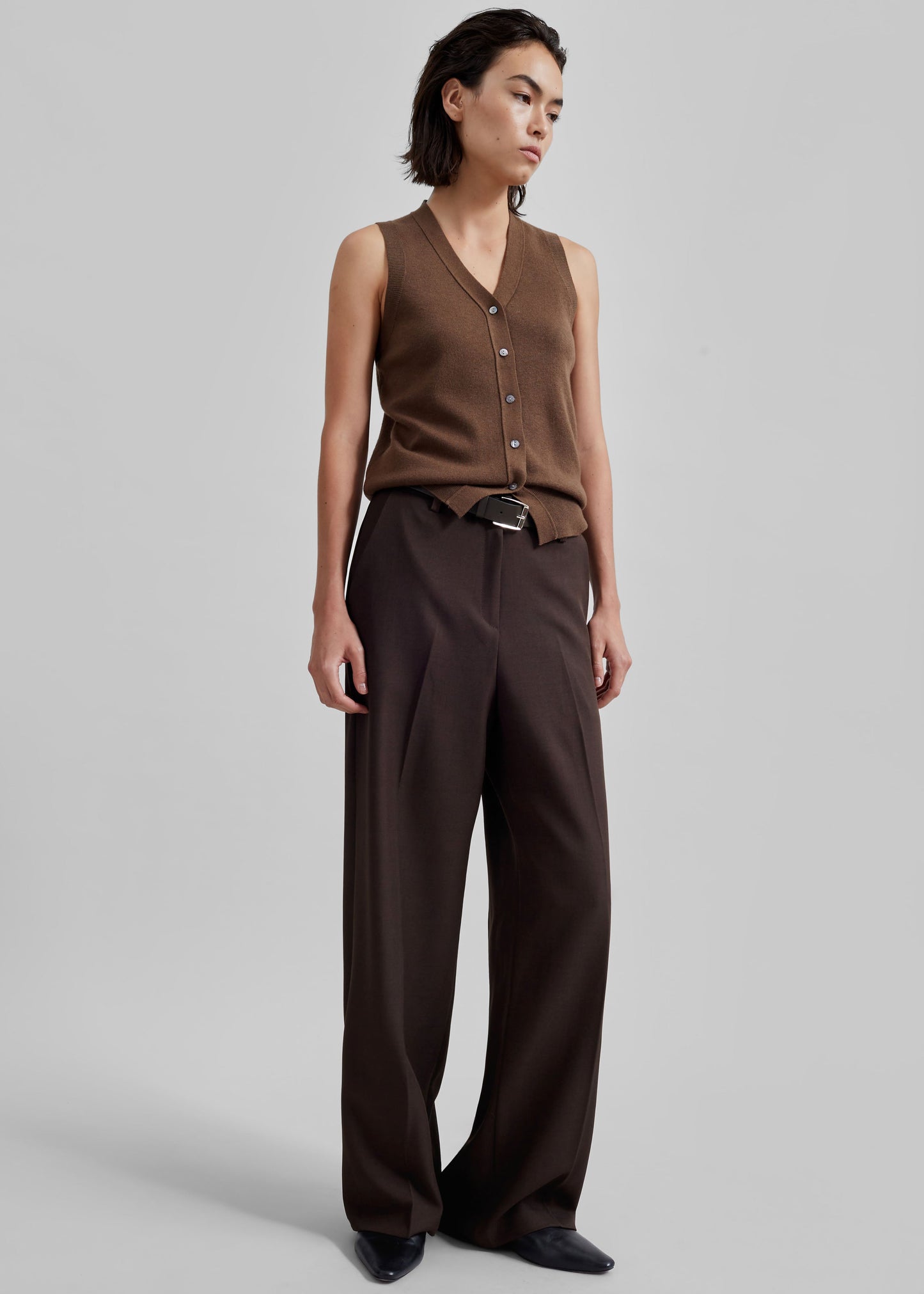 Nisha Pintuck Trousers - Brown