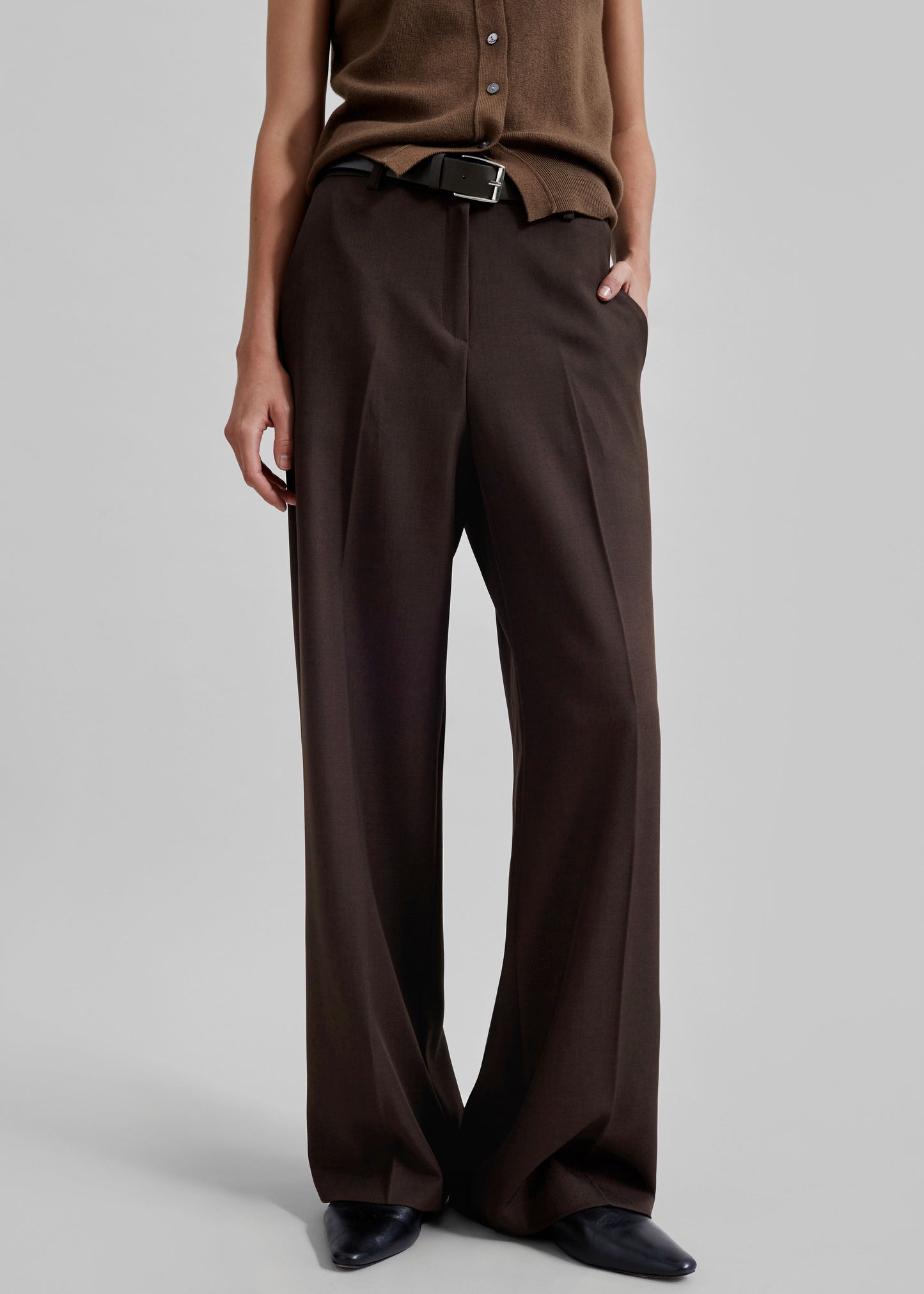 Nisha Pintuck Trousers - Brown