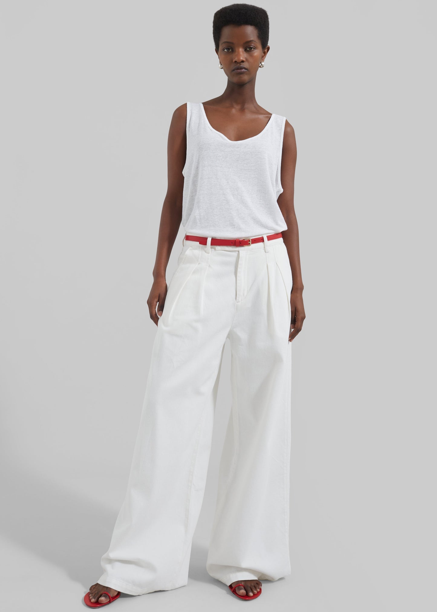 Nolan Pleated Denim Trousers - White