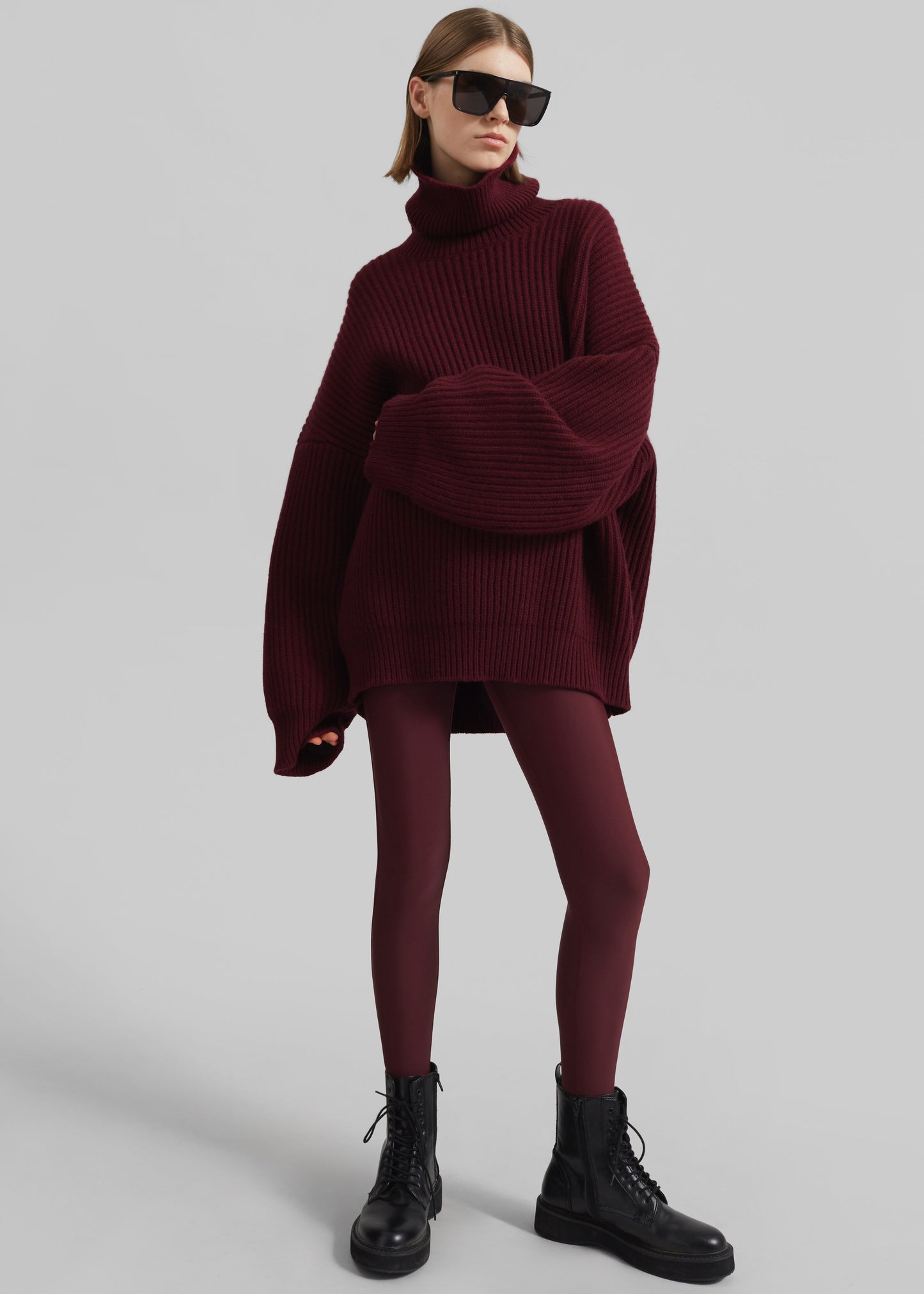 Olney Oversized Wool Turtleneck - Burgundy