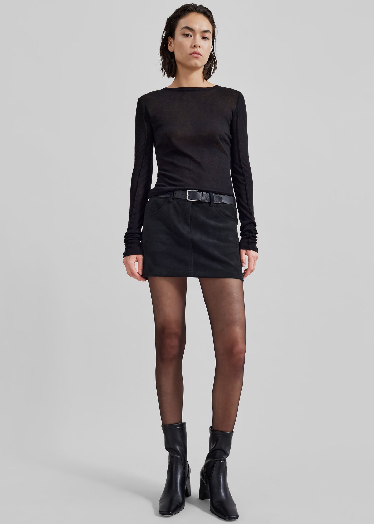 Peoria Faux Suede Mini Skirt - Black