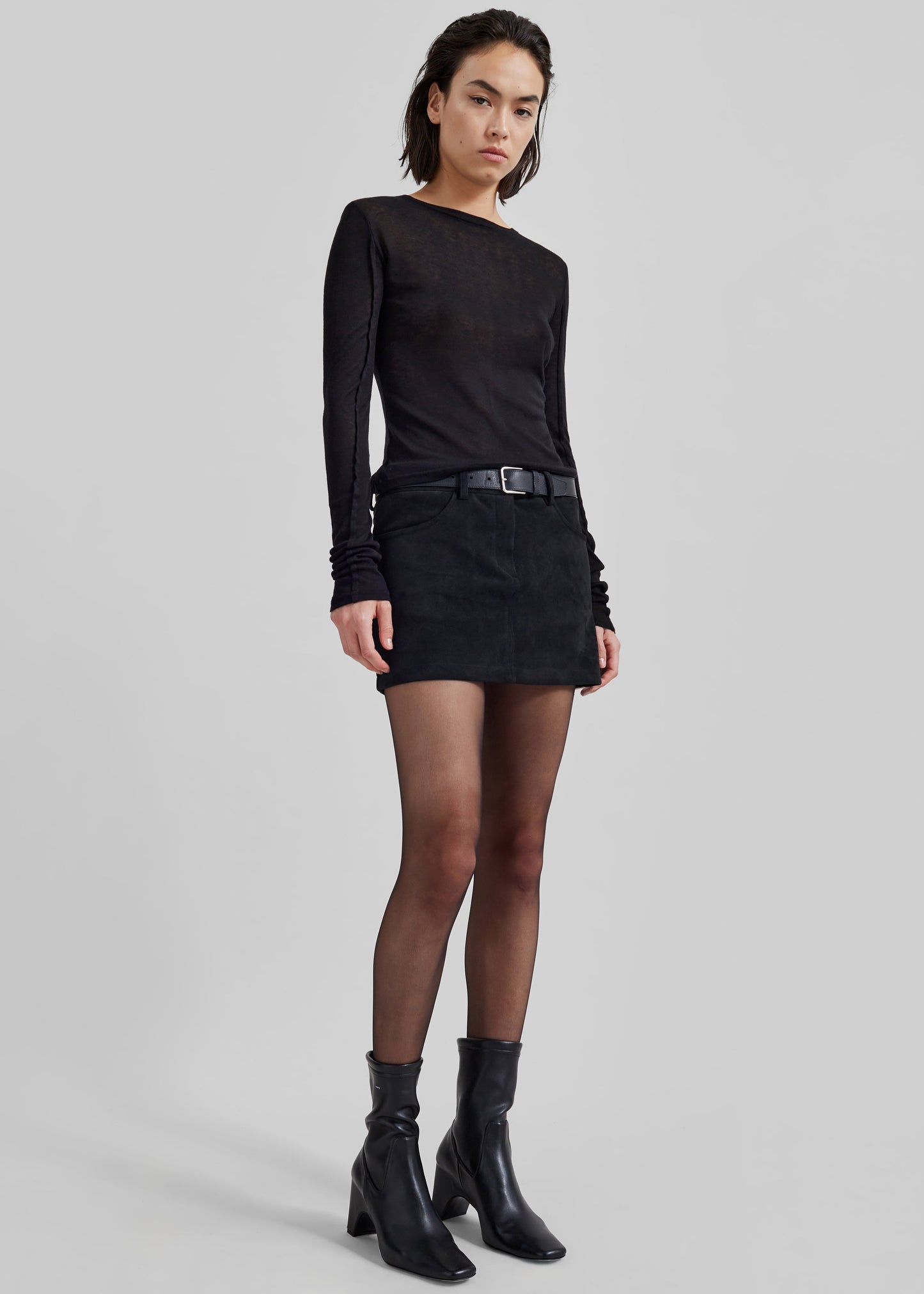 Peoria Faux Suede Mini Skirt - Black