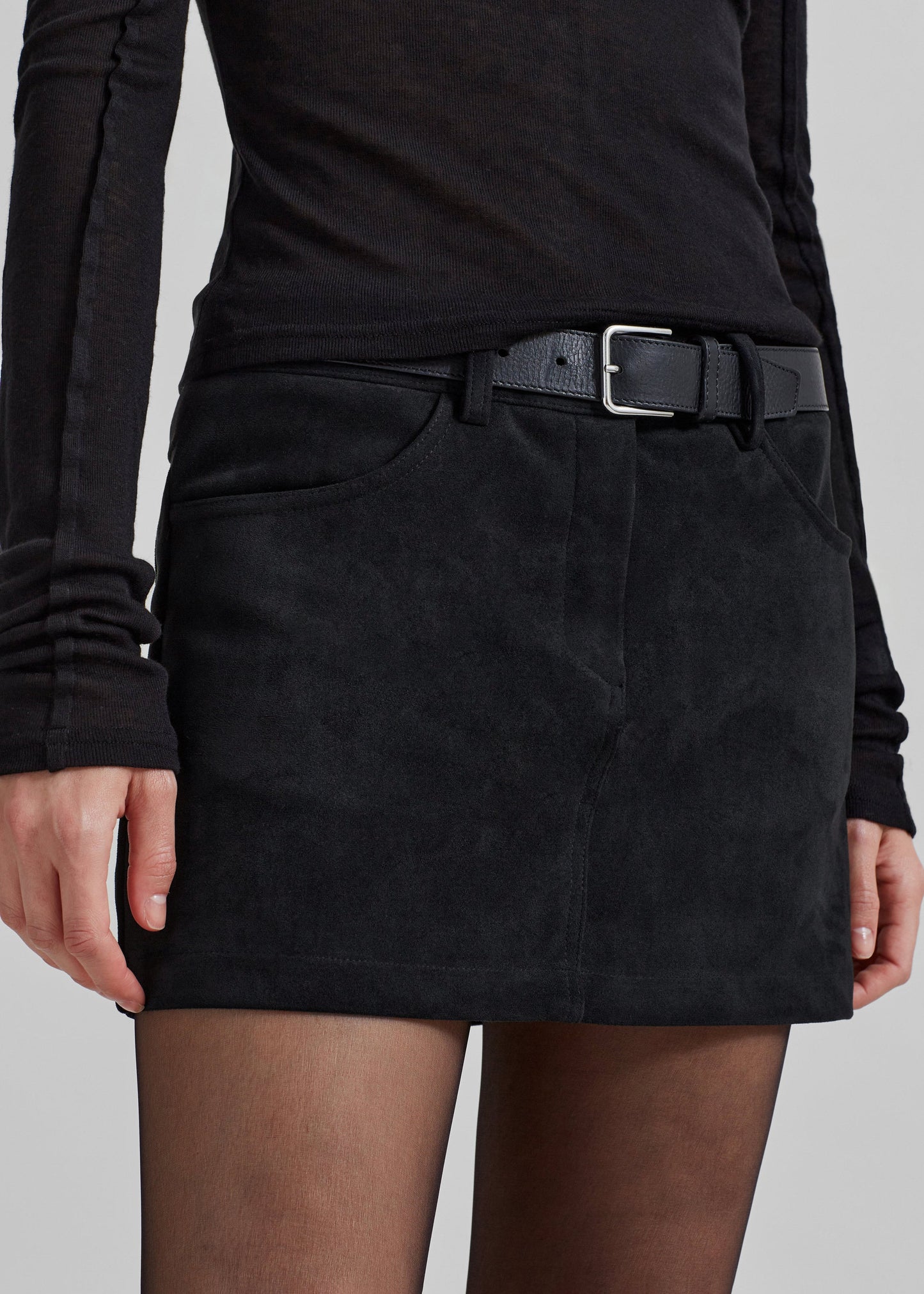 Peoria Faux Suede Mini Skirt - Black