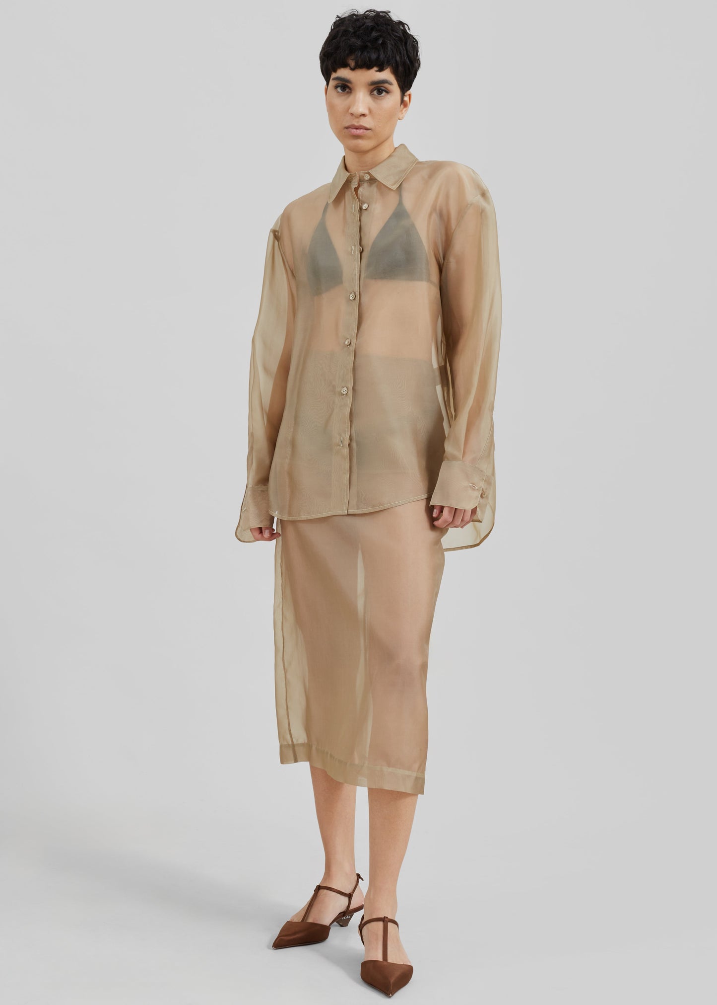 Peri Sheer Midi Skirt - Desert Sand