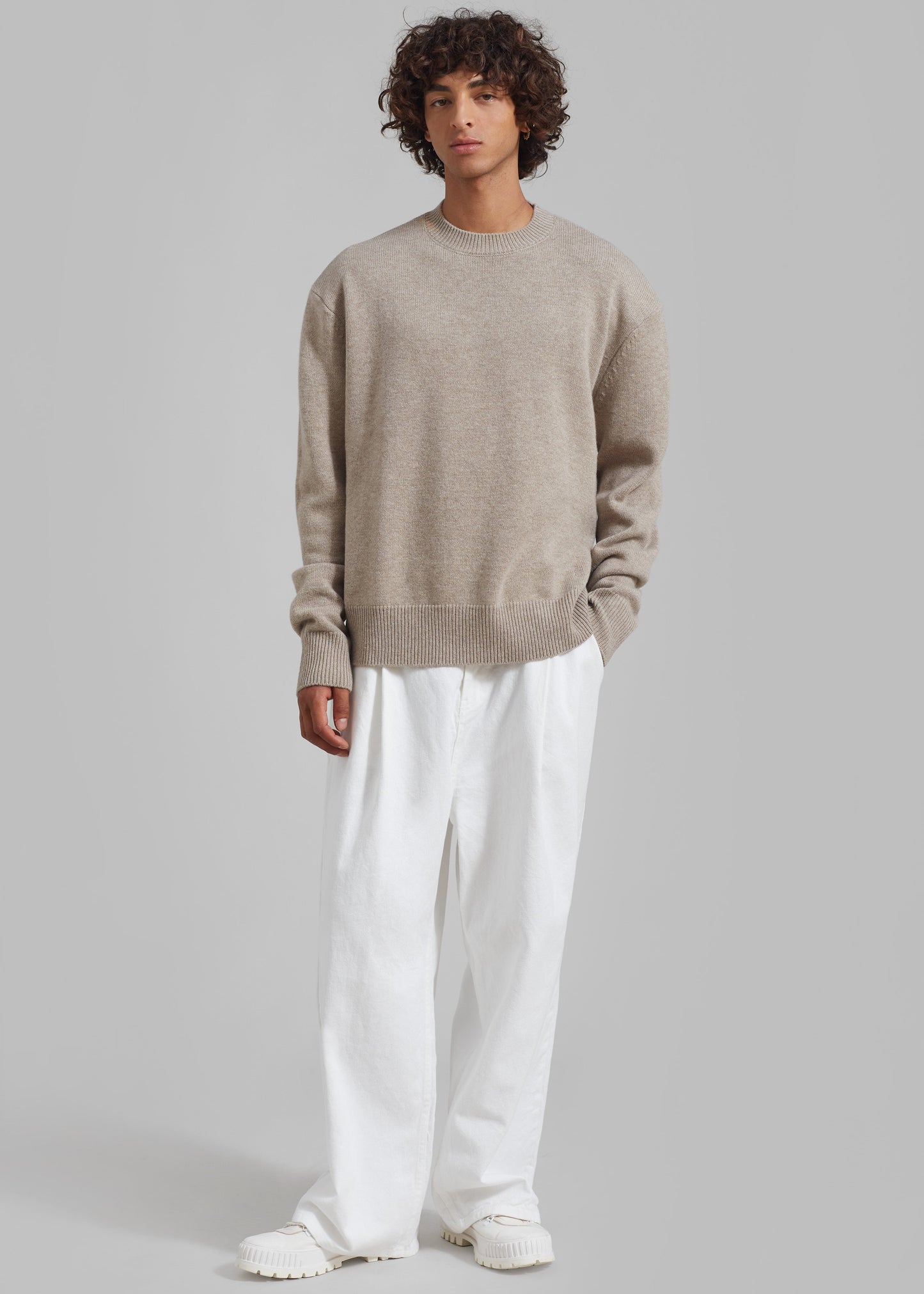 Quinton Crew Neck Sweater - Beige Melange