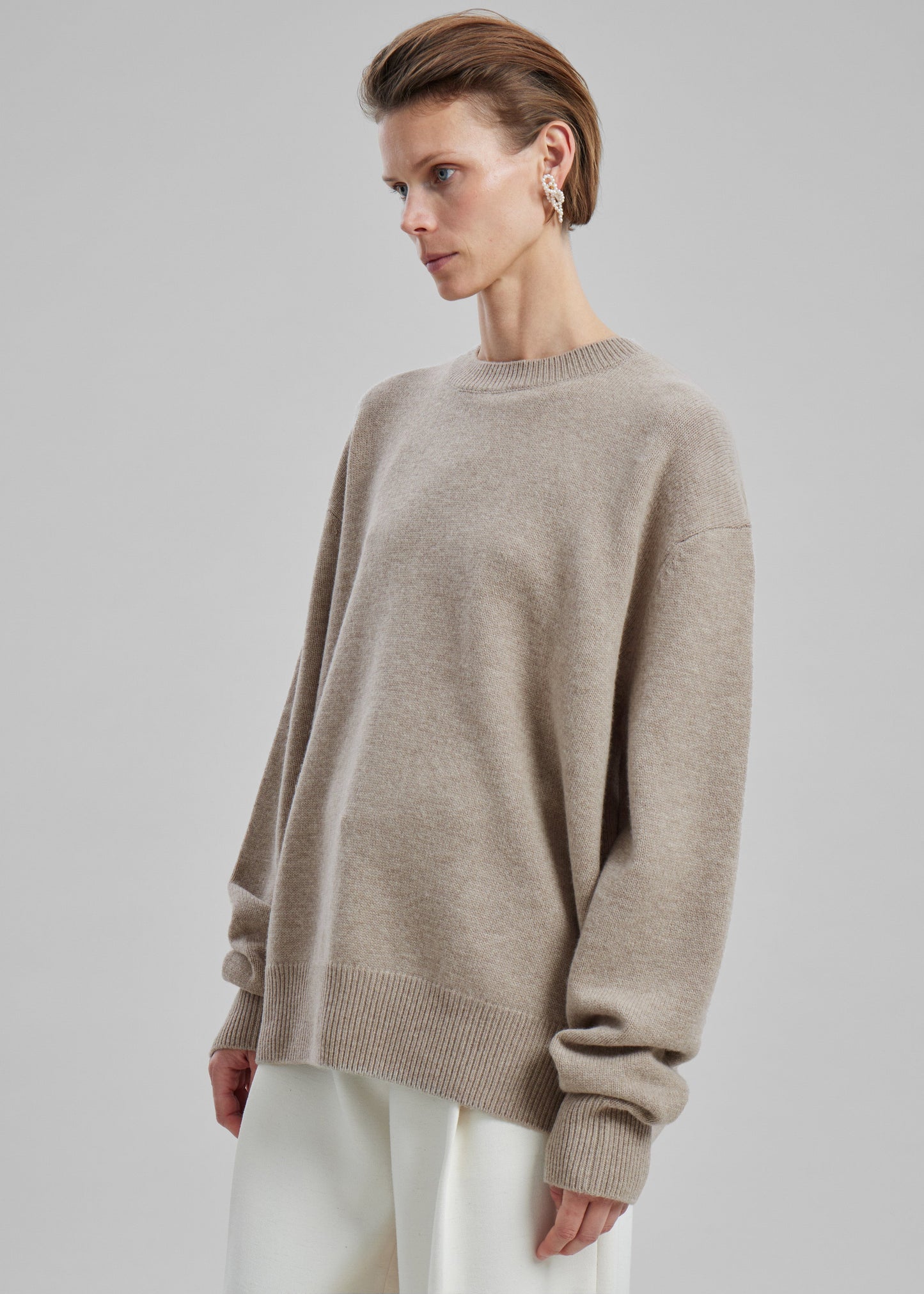 Quinton Crew Neck Sweater - Beige Melange