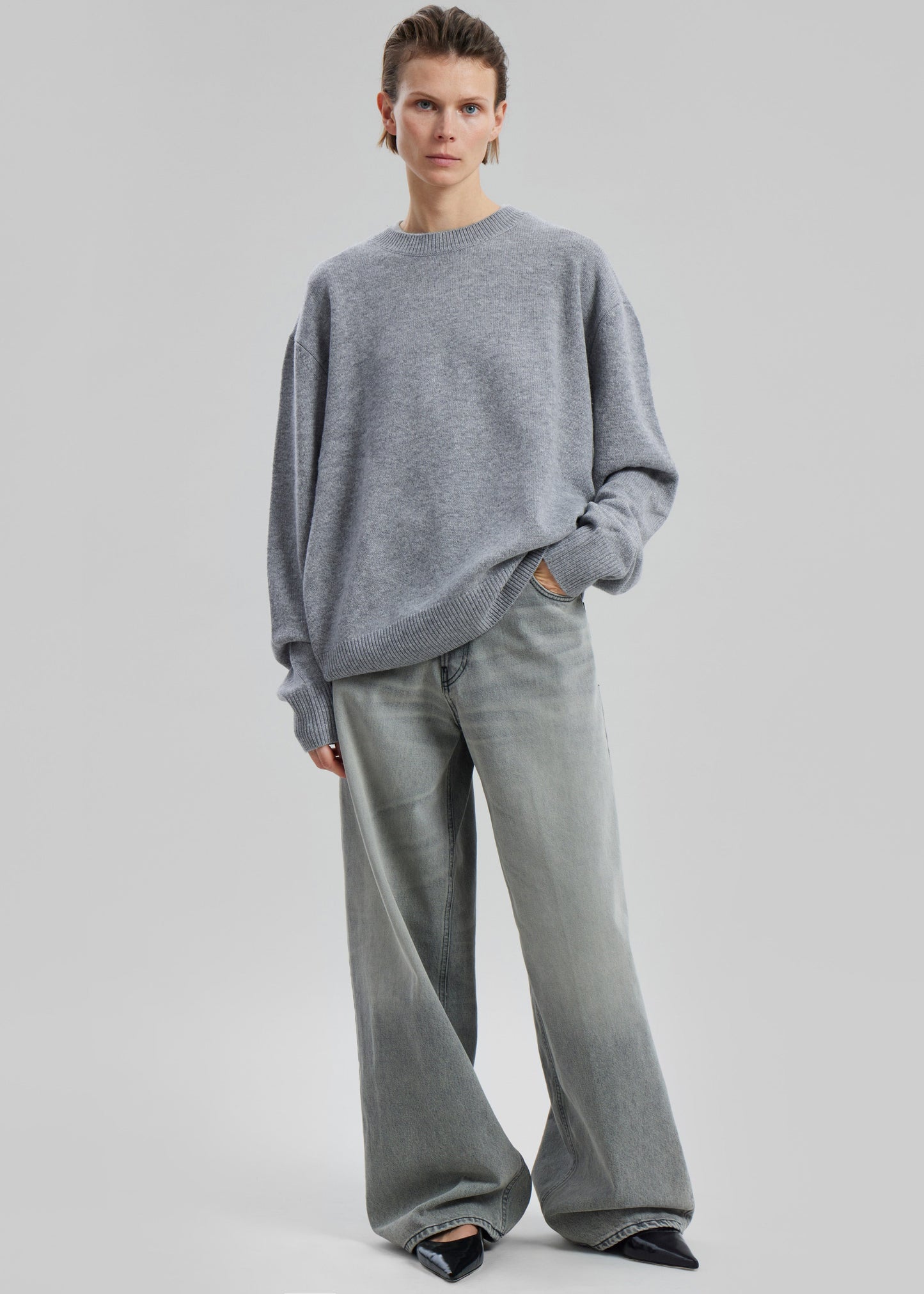 Quinton Crew Neck Sweater - Grey Melange