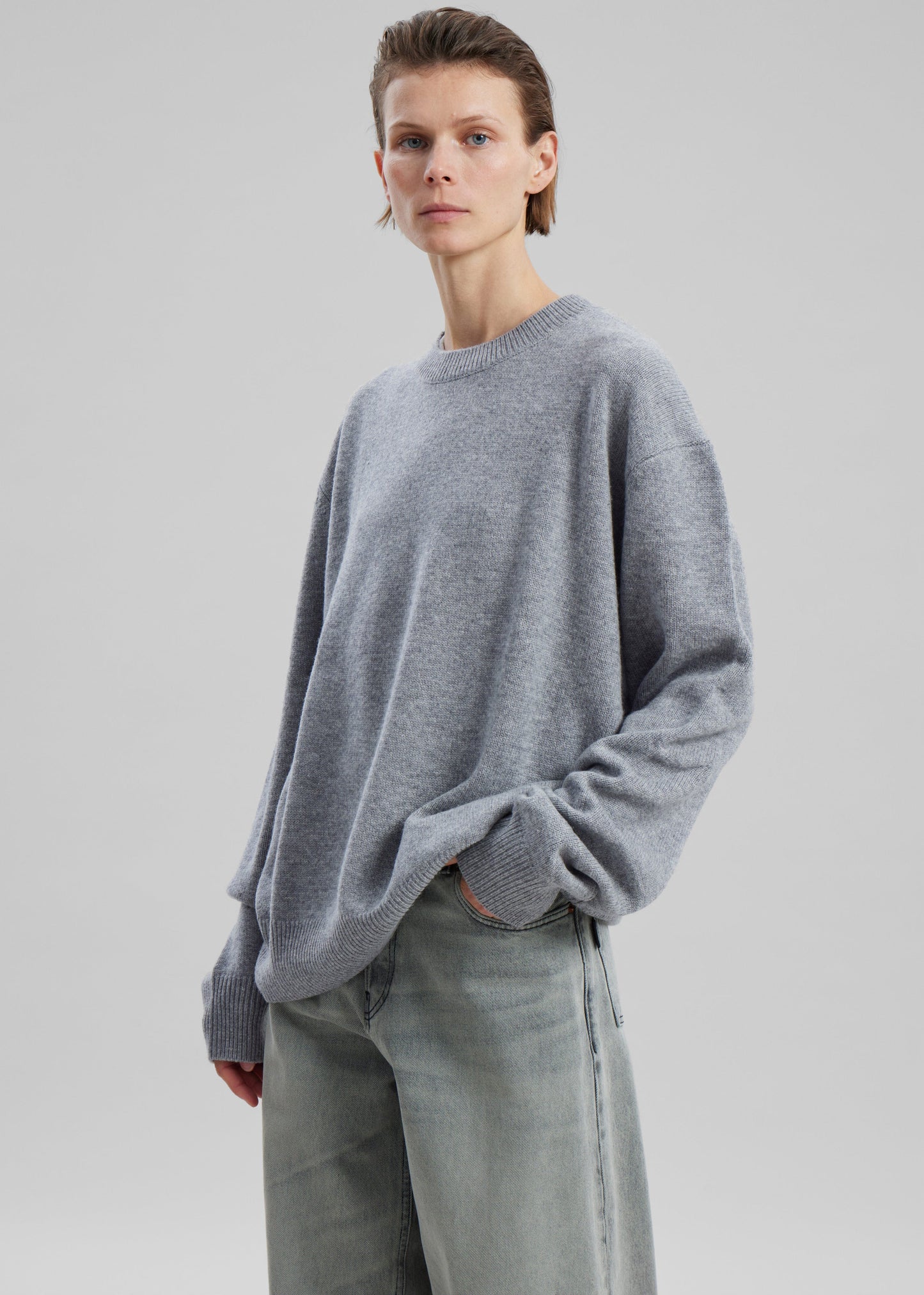 Quinton Crew Neck Sweater - Grey Melange