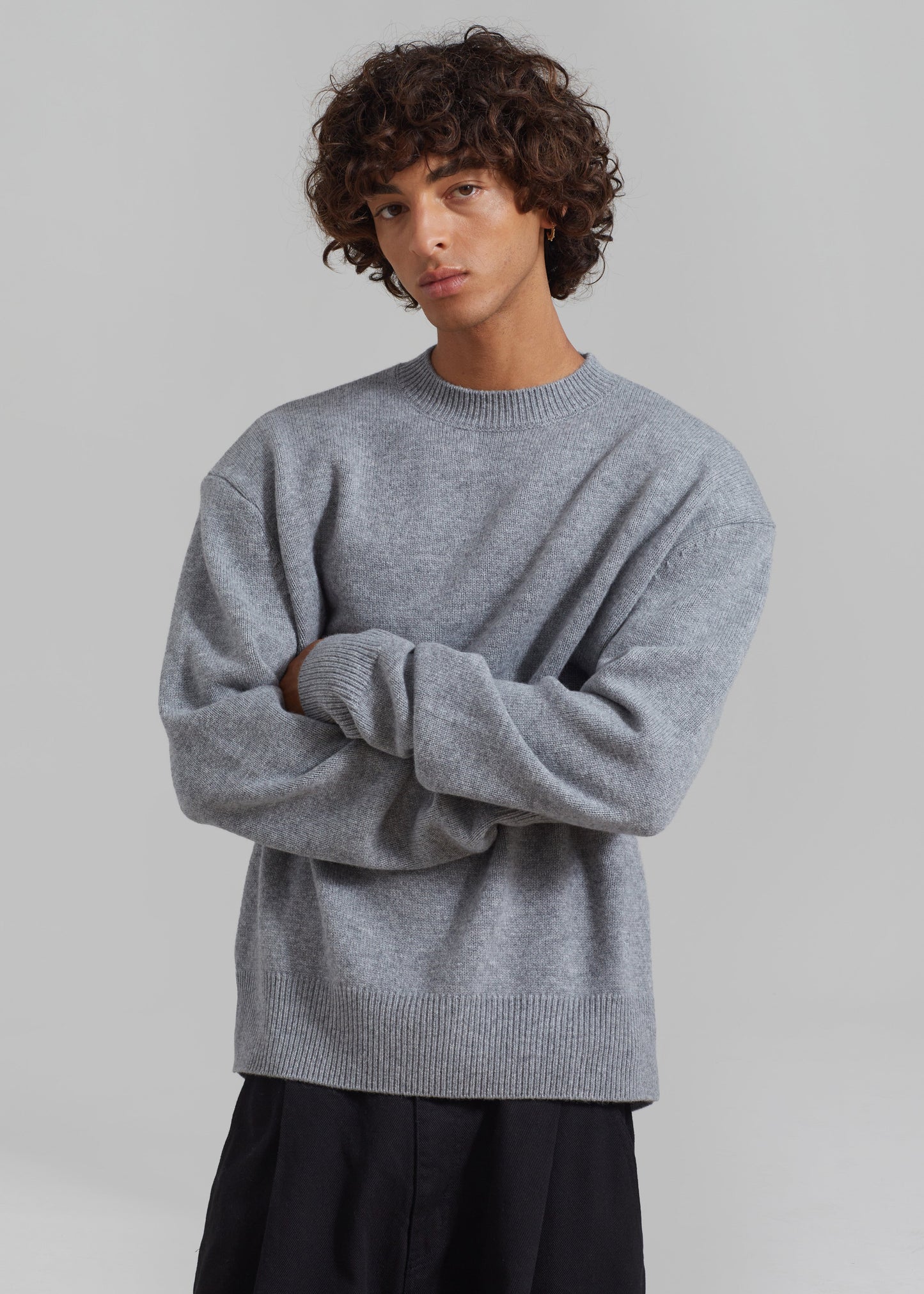 Quinton Crew Neck Sweater - Grey Melange