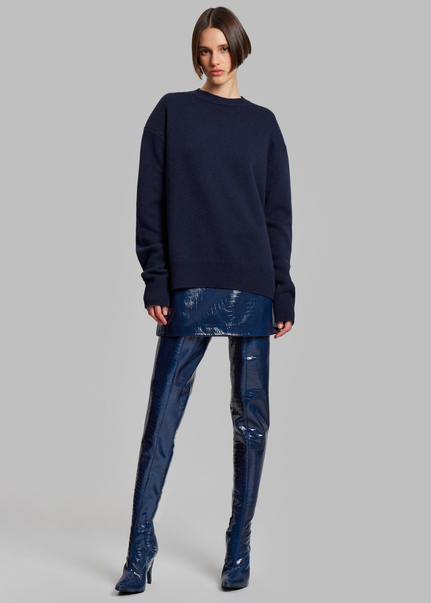 Rafaela Padded Knit Sweater - Navy