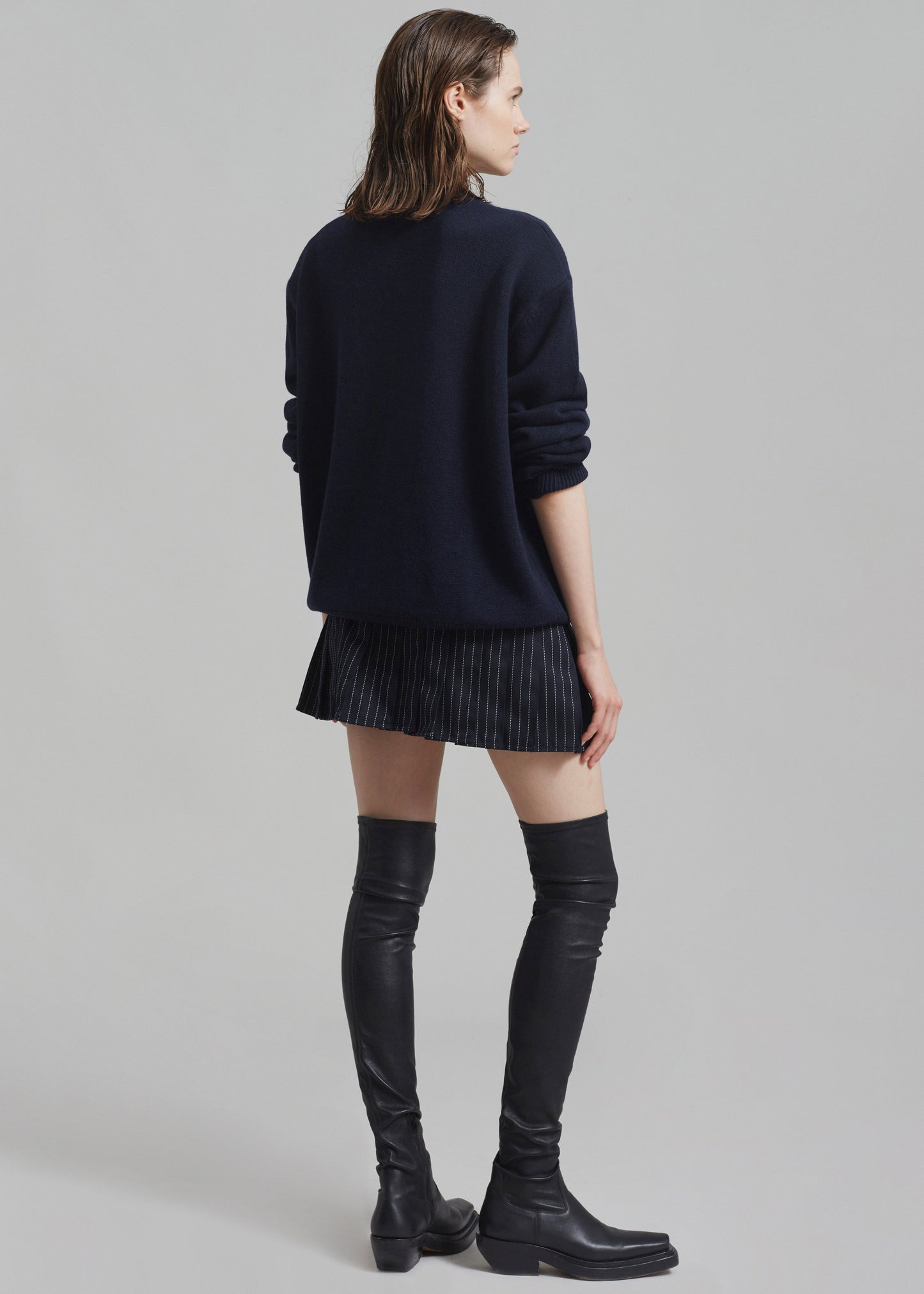 Rafaela Padded Knit Sweater - Navy