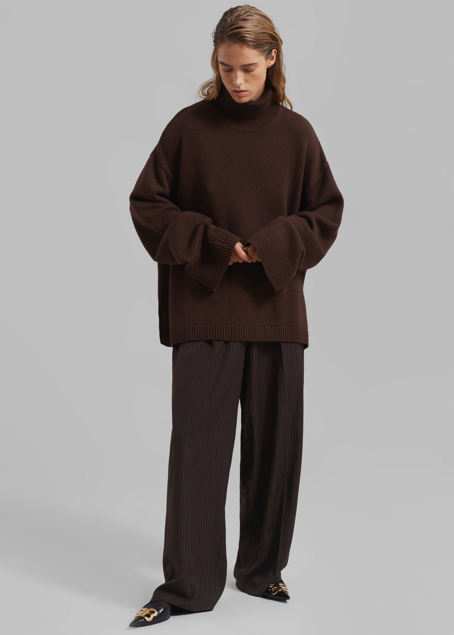 Rhea Trapeze Turtleneck - Brown