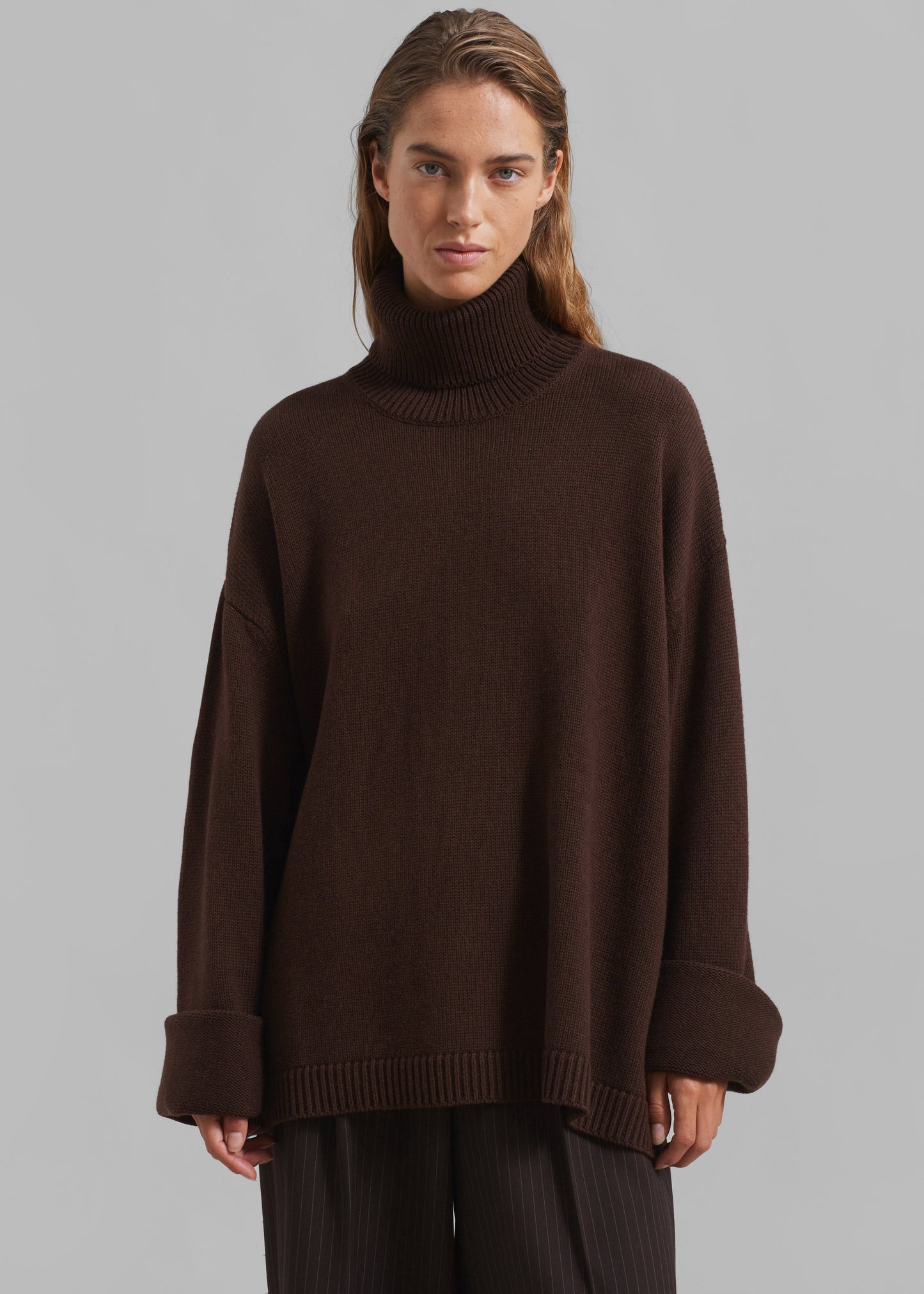 Rhea Trapeze Turtleneck - Brown