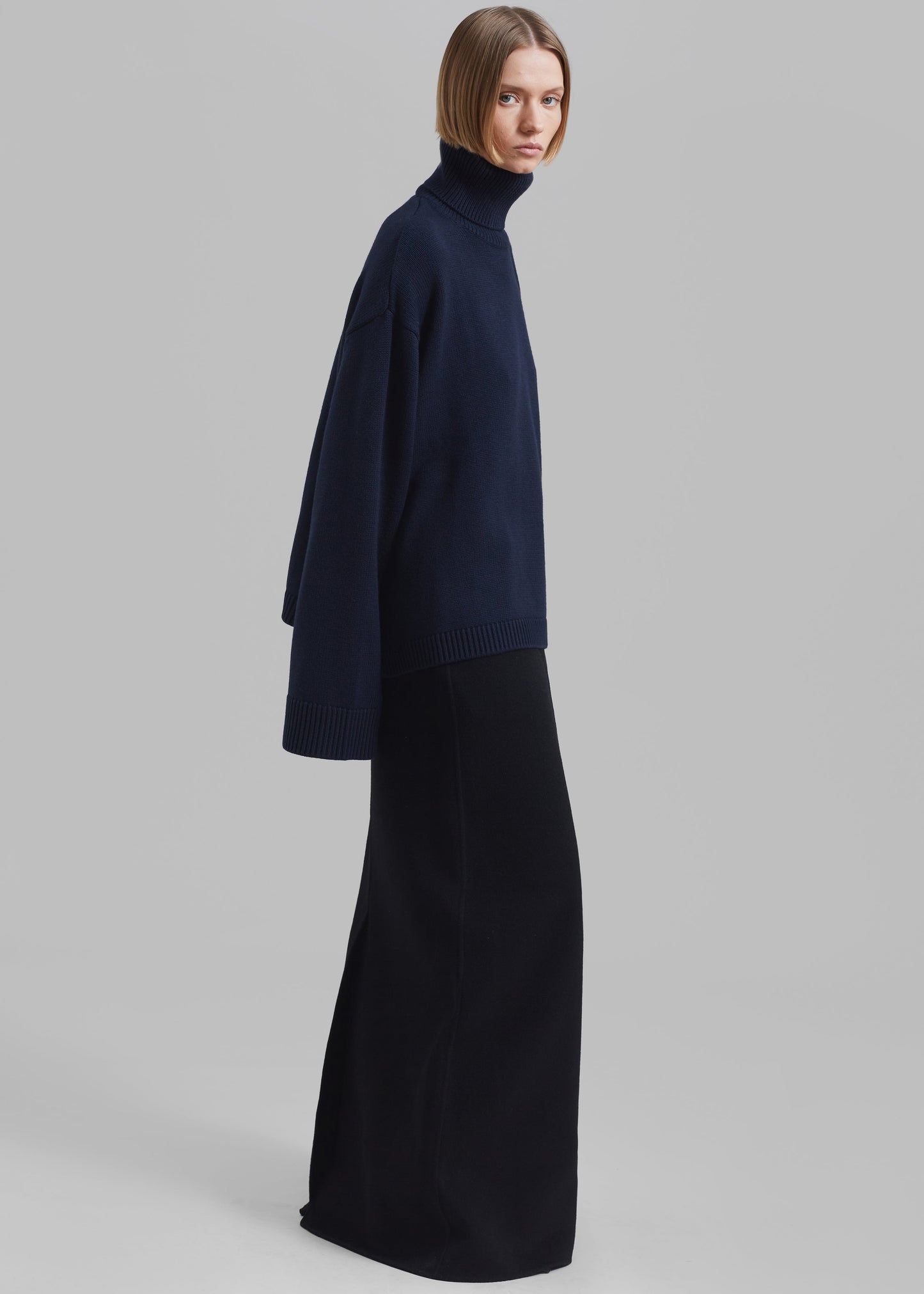 Rhea Trapeze Turtleneck - Navy