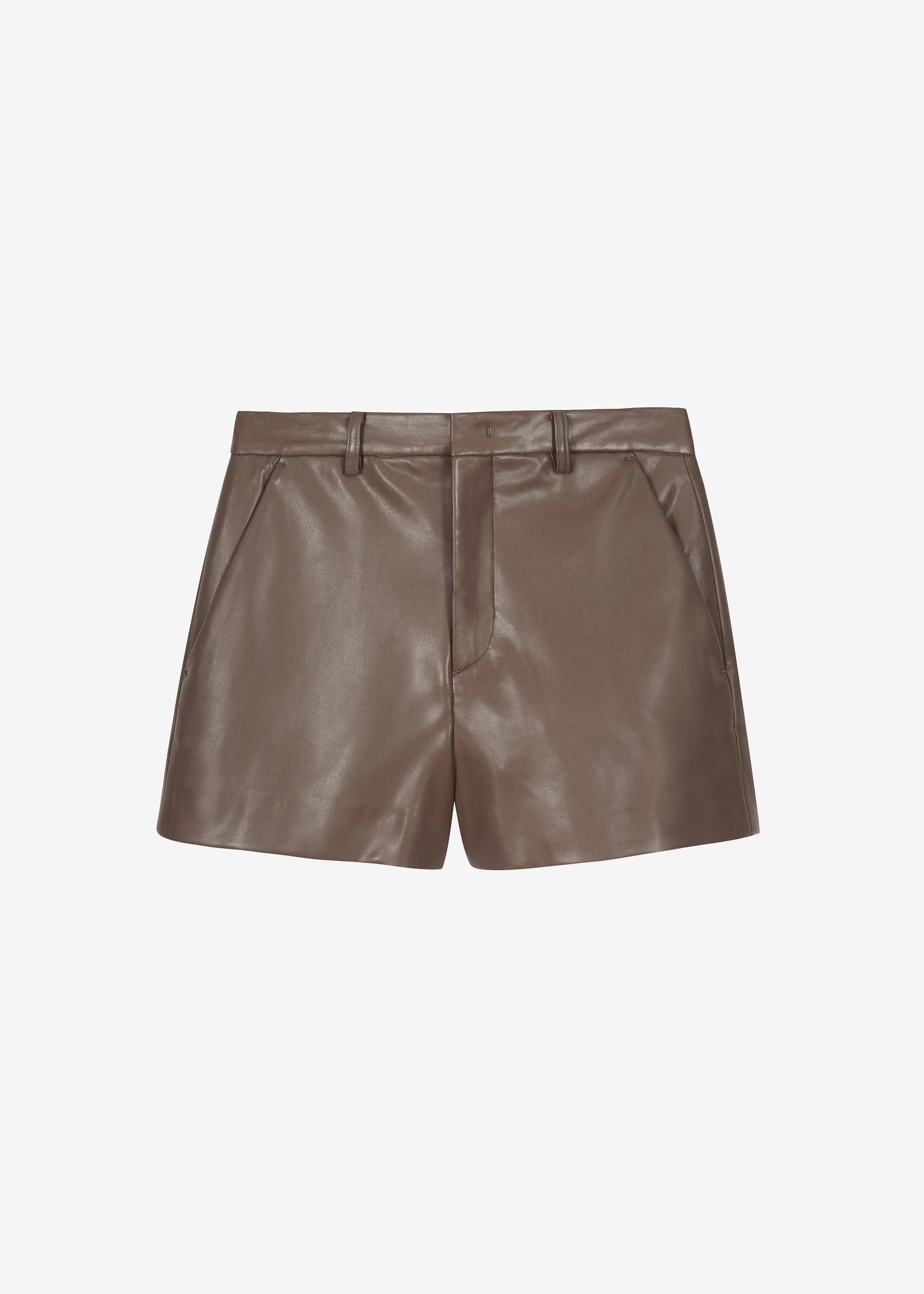 Riga Faux Leather Hot Pants - Brown