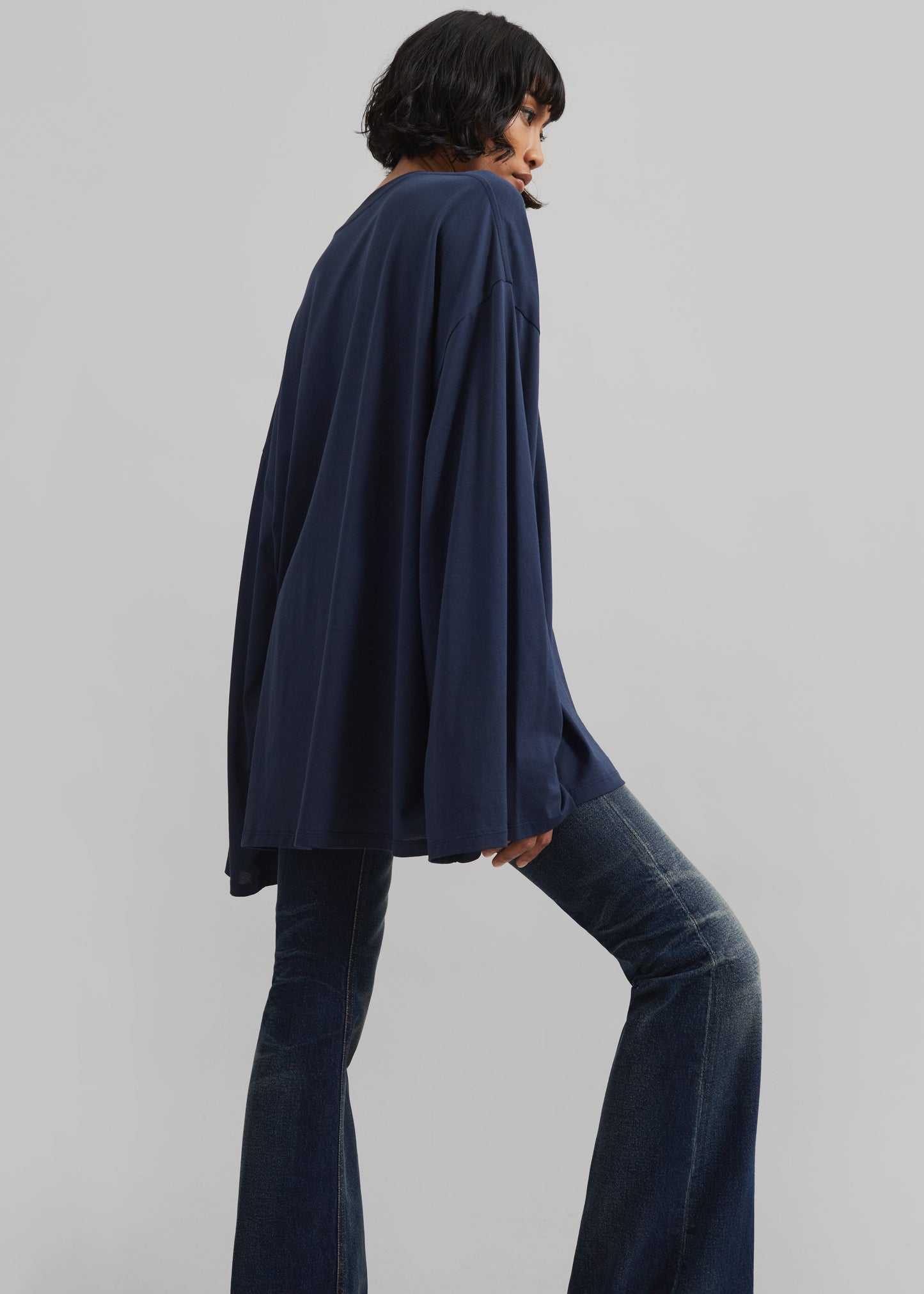 Rio Oversized Sleeve Tee - Dark Navy