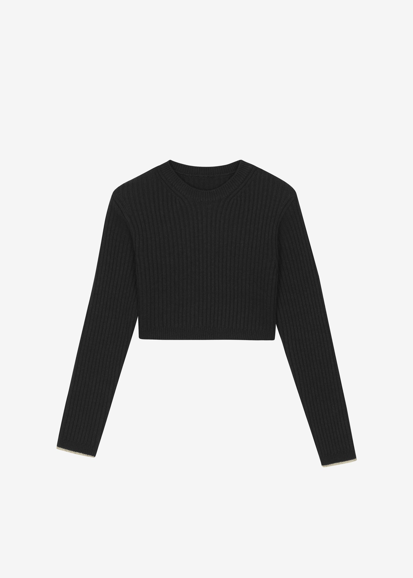 Ritsem Cropped Ribbed Wool Sweater - Black