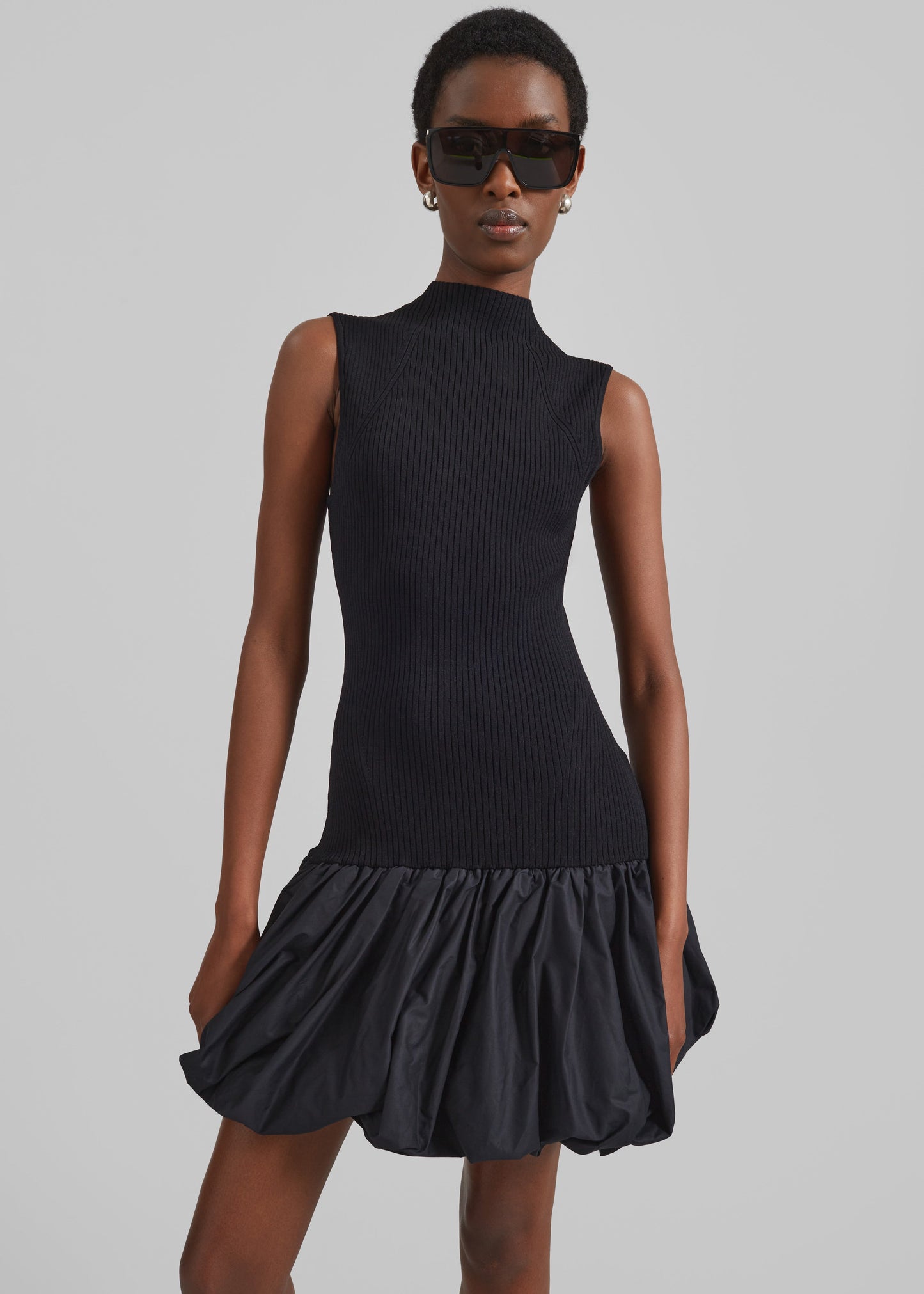 Rotate Knit Racer Cut Dress - Black