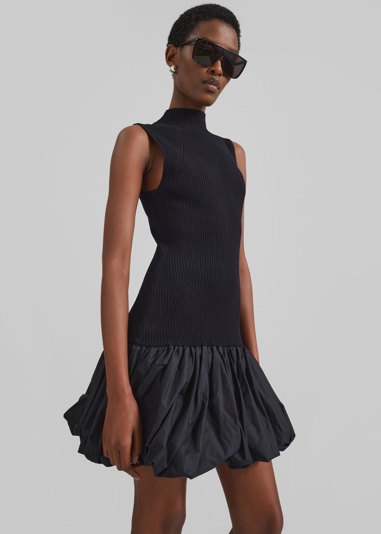 Rotate Knit Racer Cut Dress - Black