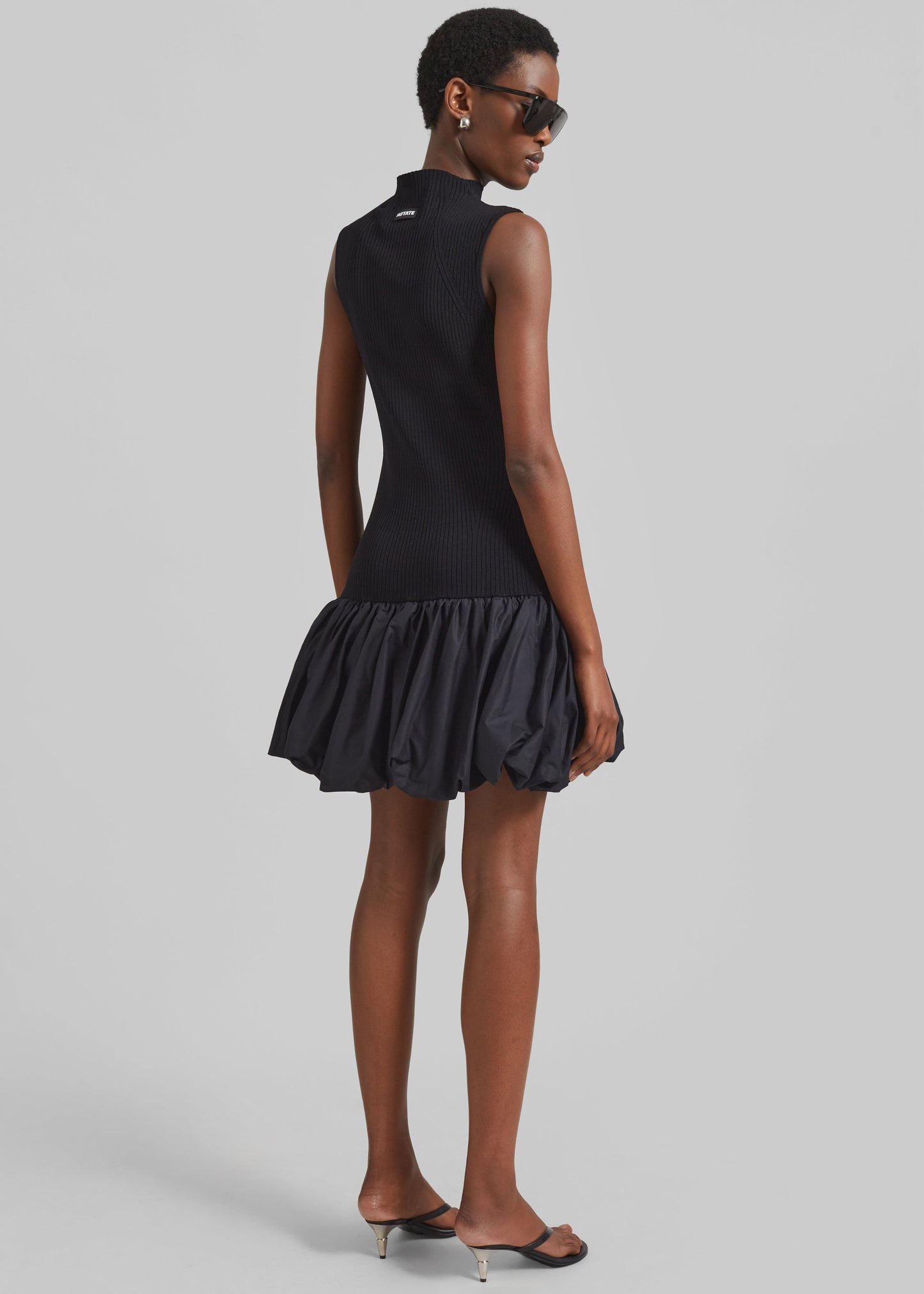 Rotate Knit Racer Cut Dress - Black