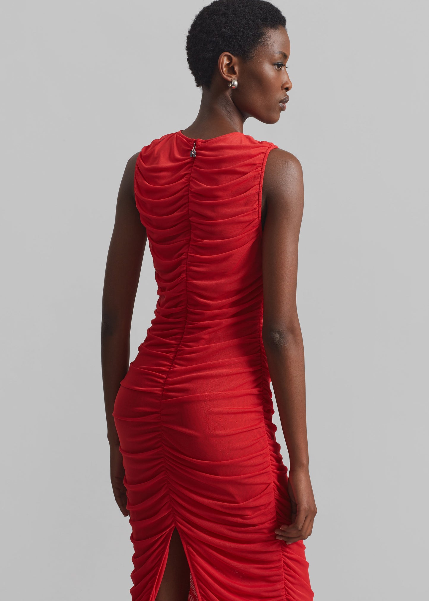 Rotate Mesh Midi Dress - High Risk Red