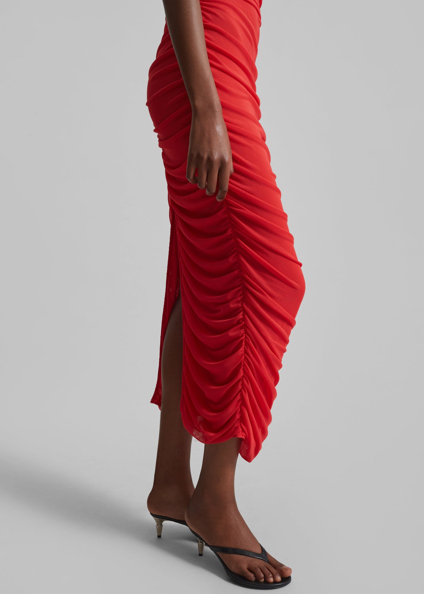 Rotate Mesh Midi Dress - High Risk Red