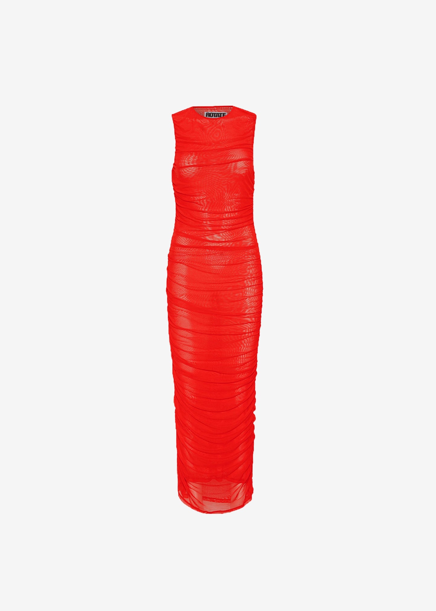 Rotate Mesh Midi Dress - High Risk Red