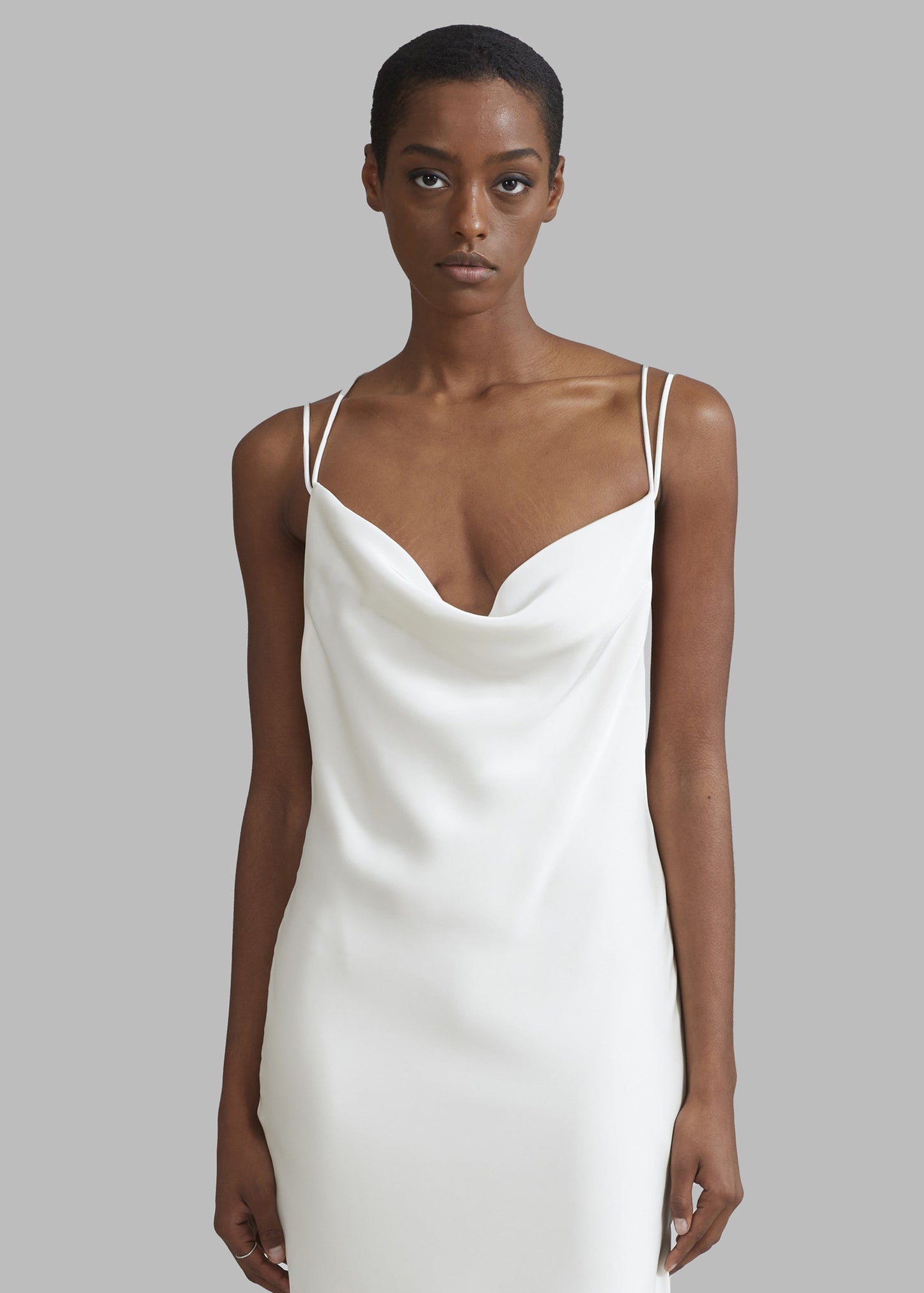 Rotate Satin Midi Slip Dress - Egret