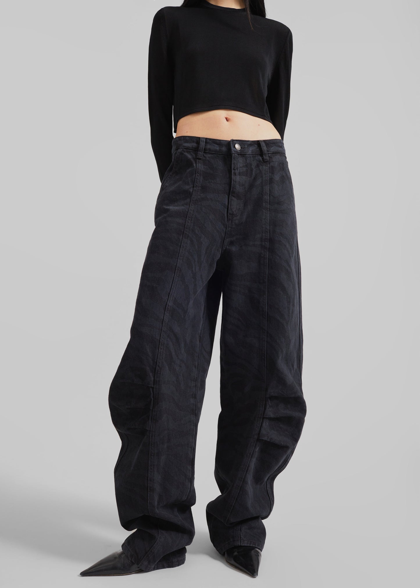 Rotate Zebra Twill Cargo Pants - Black Washed