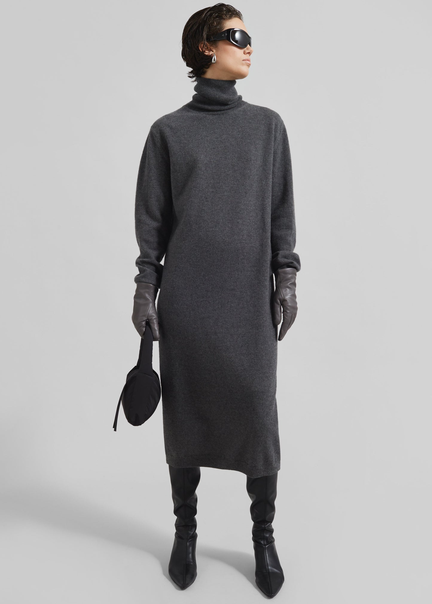 Ruelle Turtleneck Knit Dress - Grey