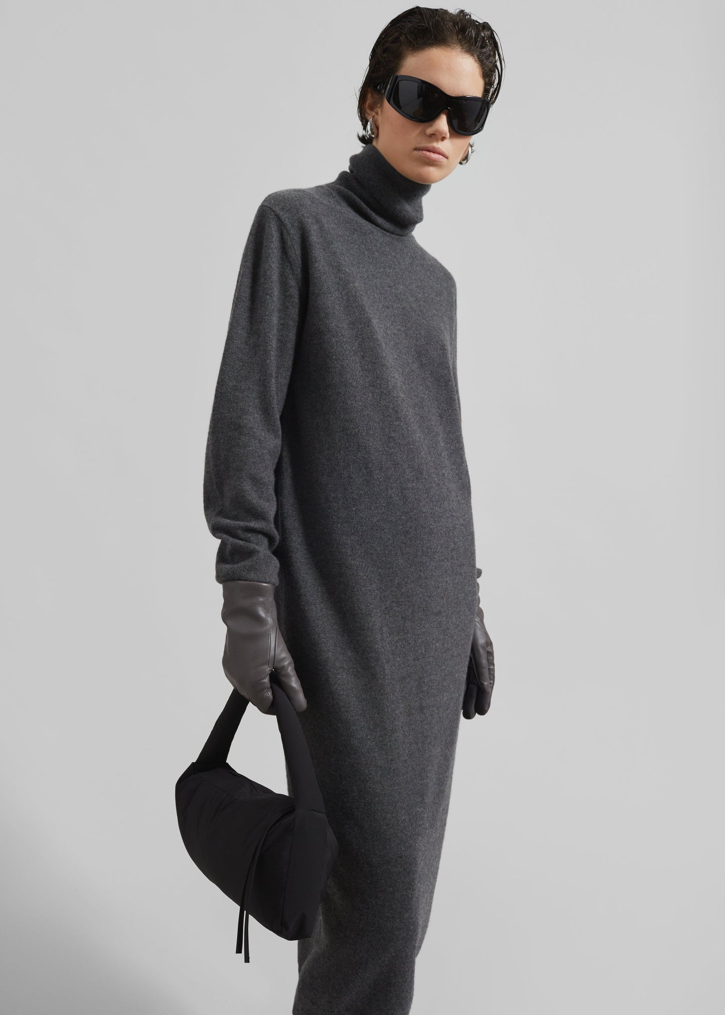 Ruelle Turtleneck Knit Dress - Grey