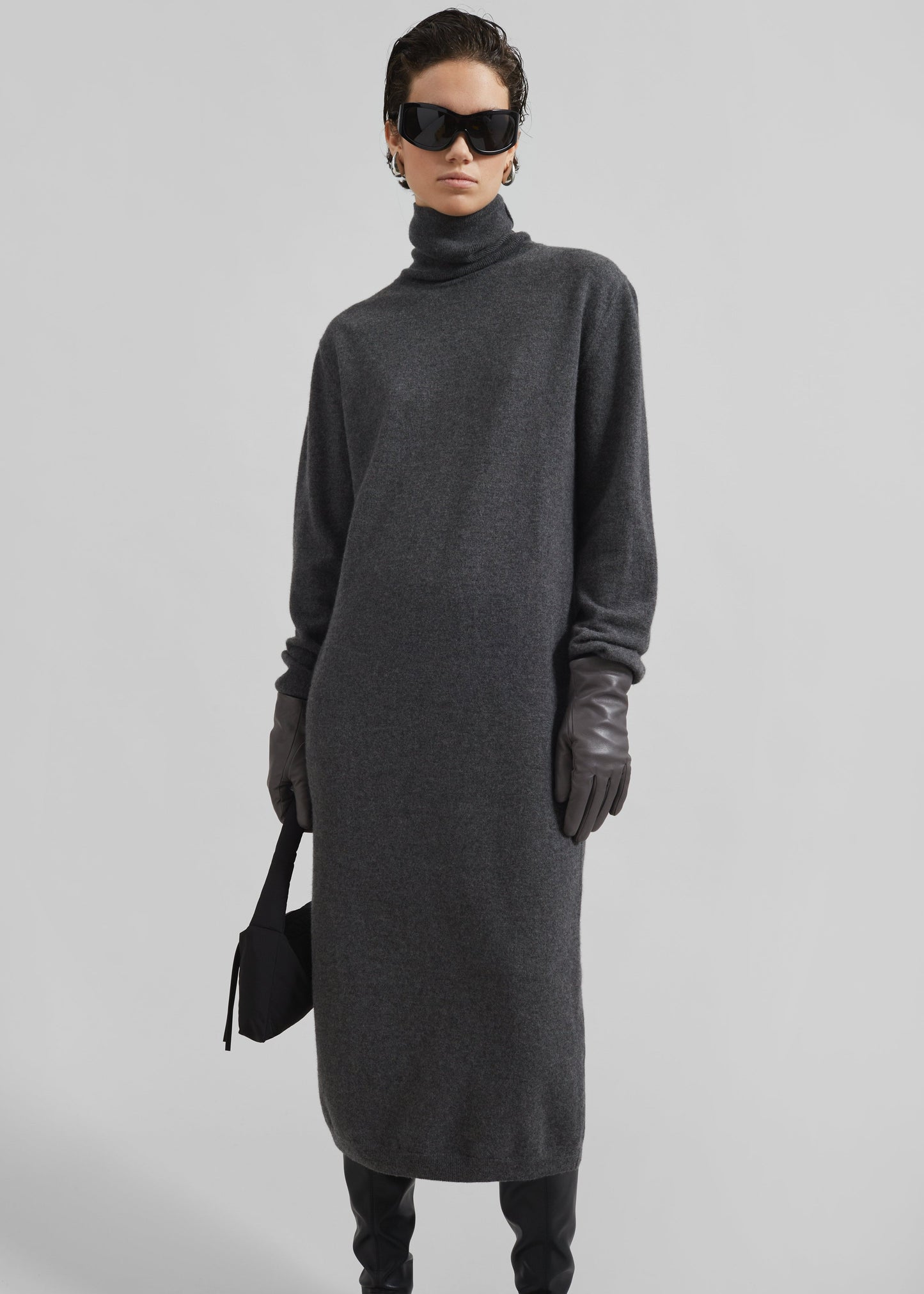 Ruelle Turtleneck Knit Dress - Grey