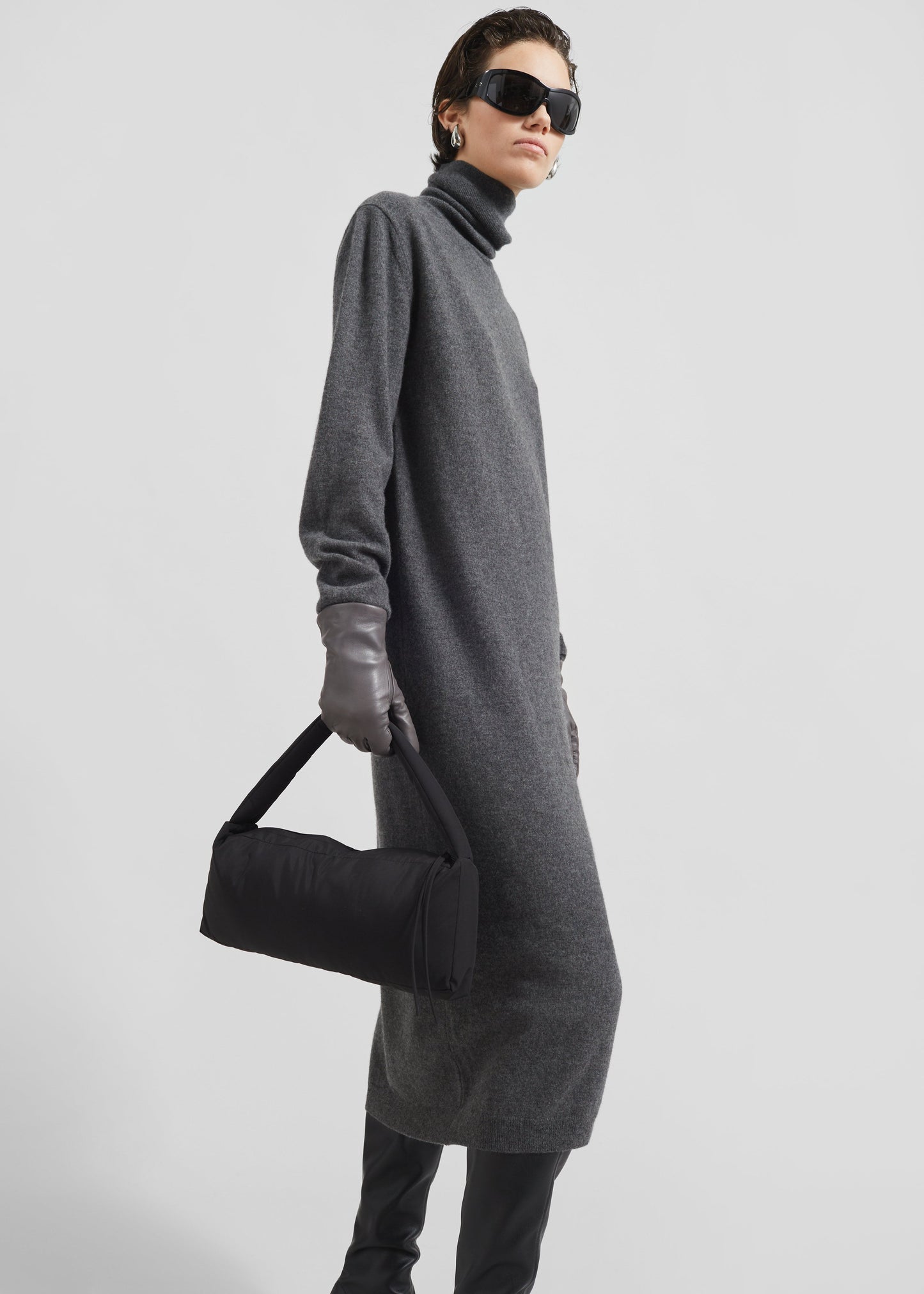 Ruelle Turtleneck Knit Dress - Grey