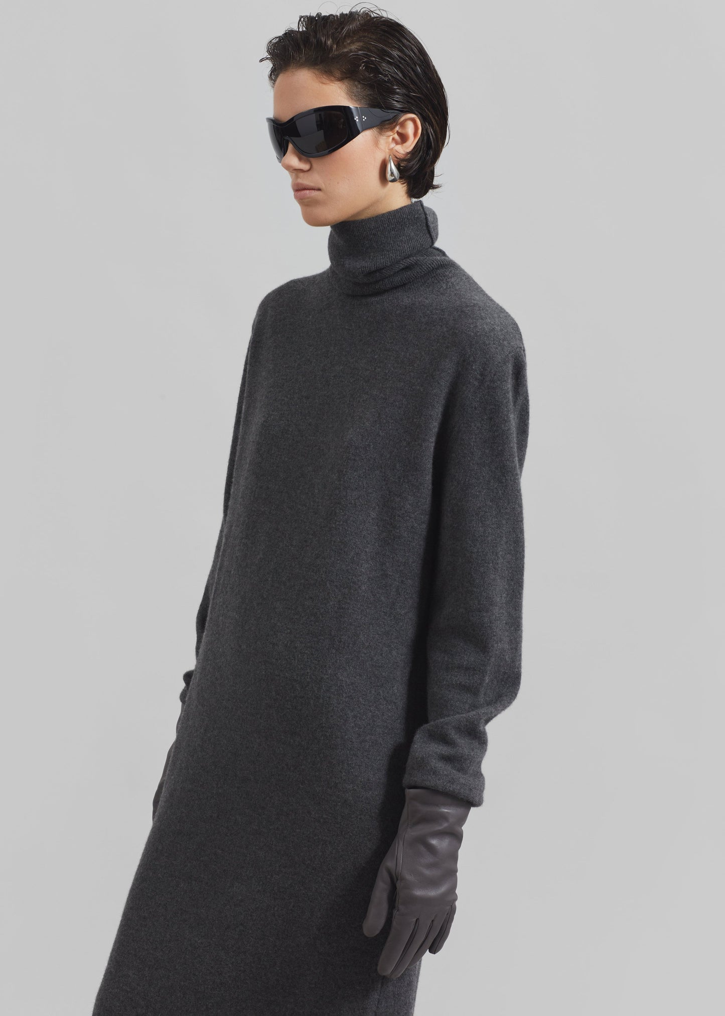 Ruelle Turtleneck Knit Dress - Grey