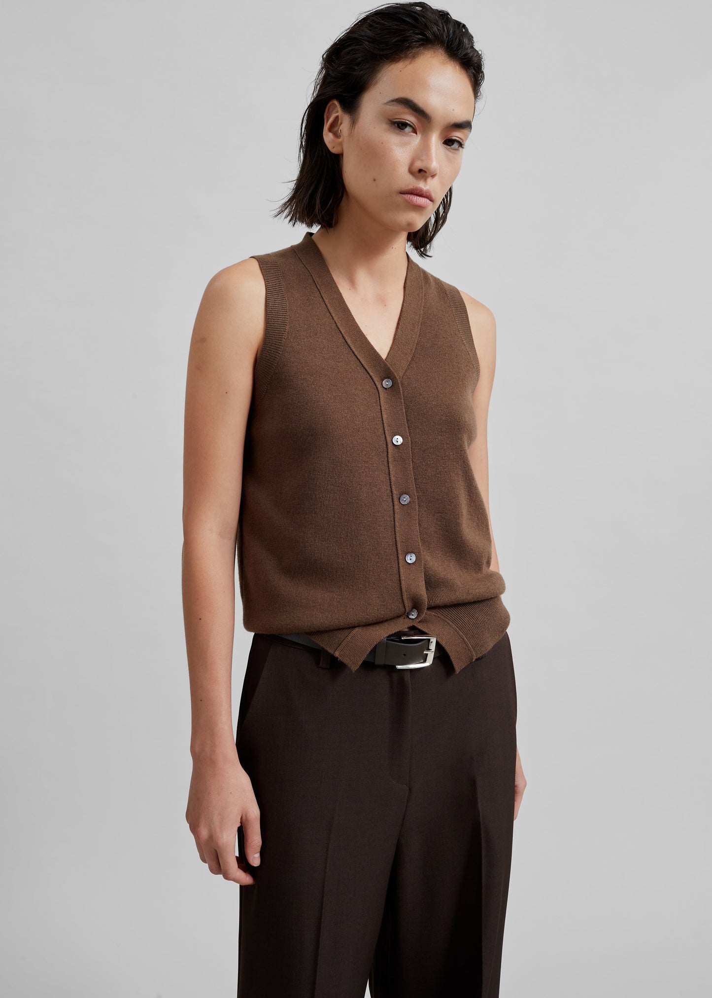 Samah Knit Vest - Brown