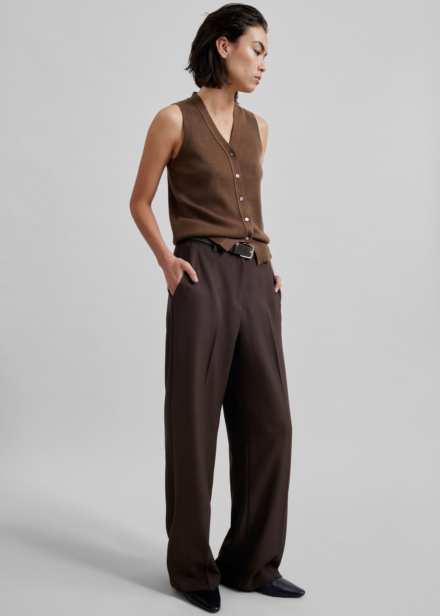 Samah Knit Vest - Brown