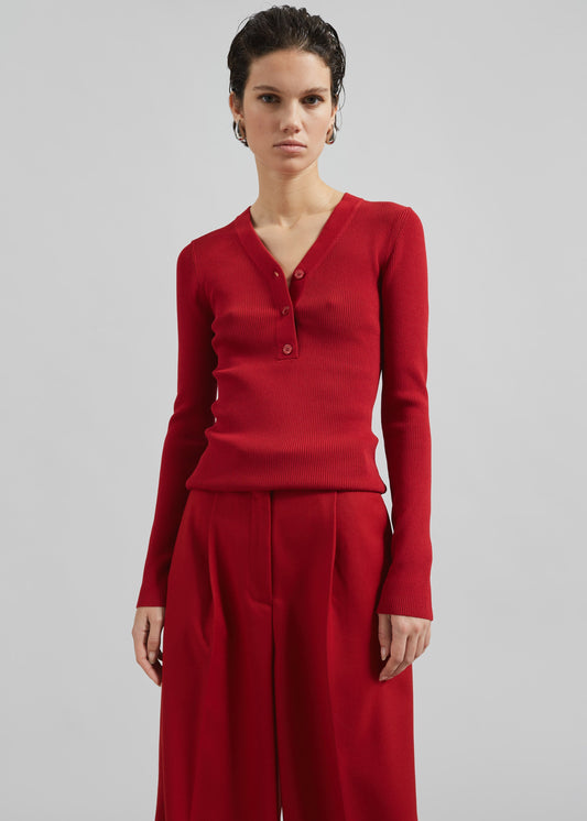 Samsøe Samsøe Saleonore V-neck - Scarlet Sage