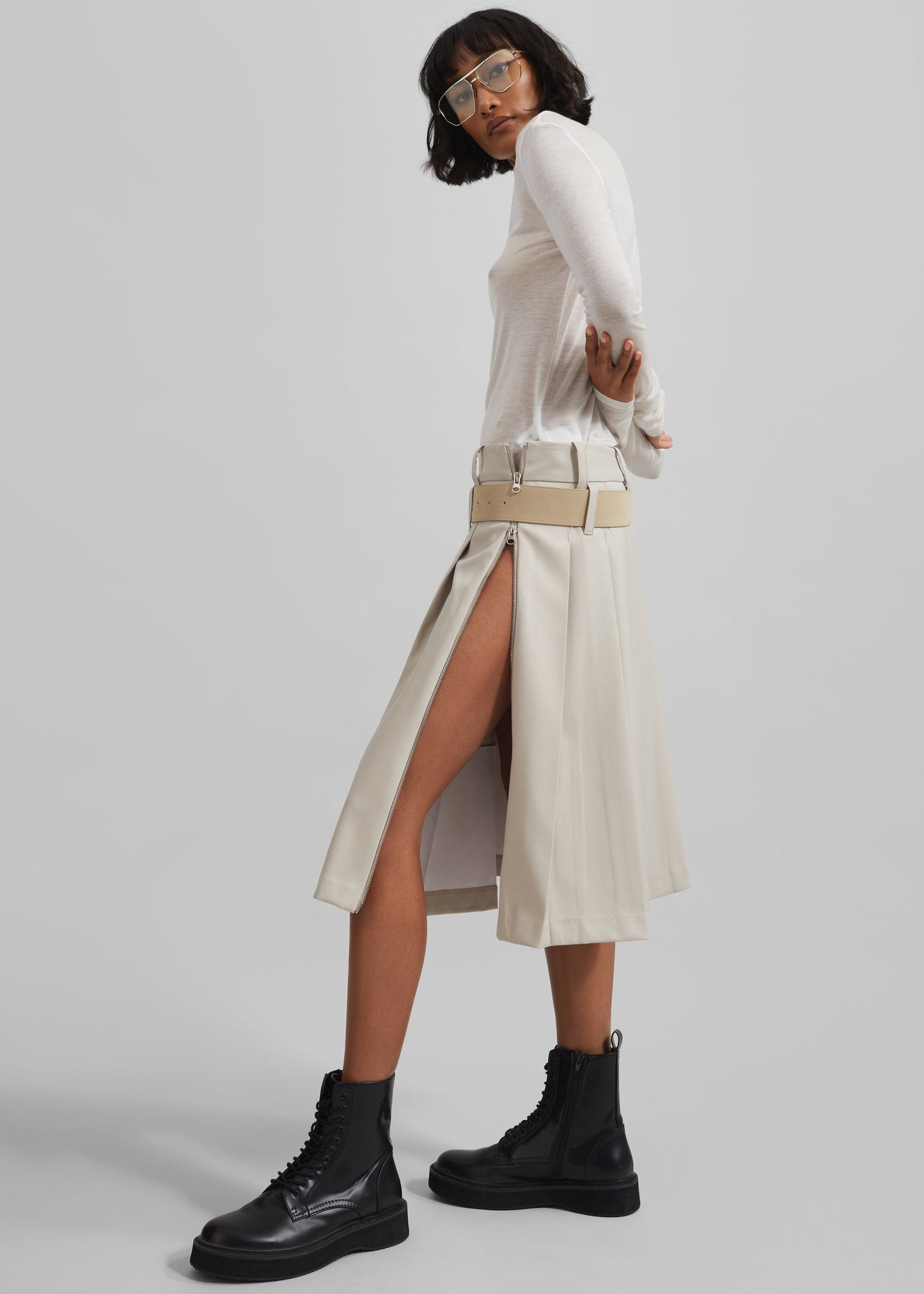 Sarina Pleated Skirt - Beige