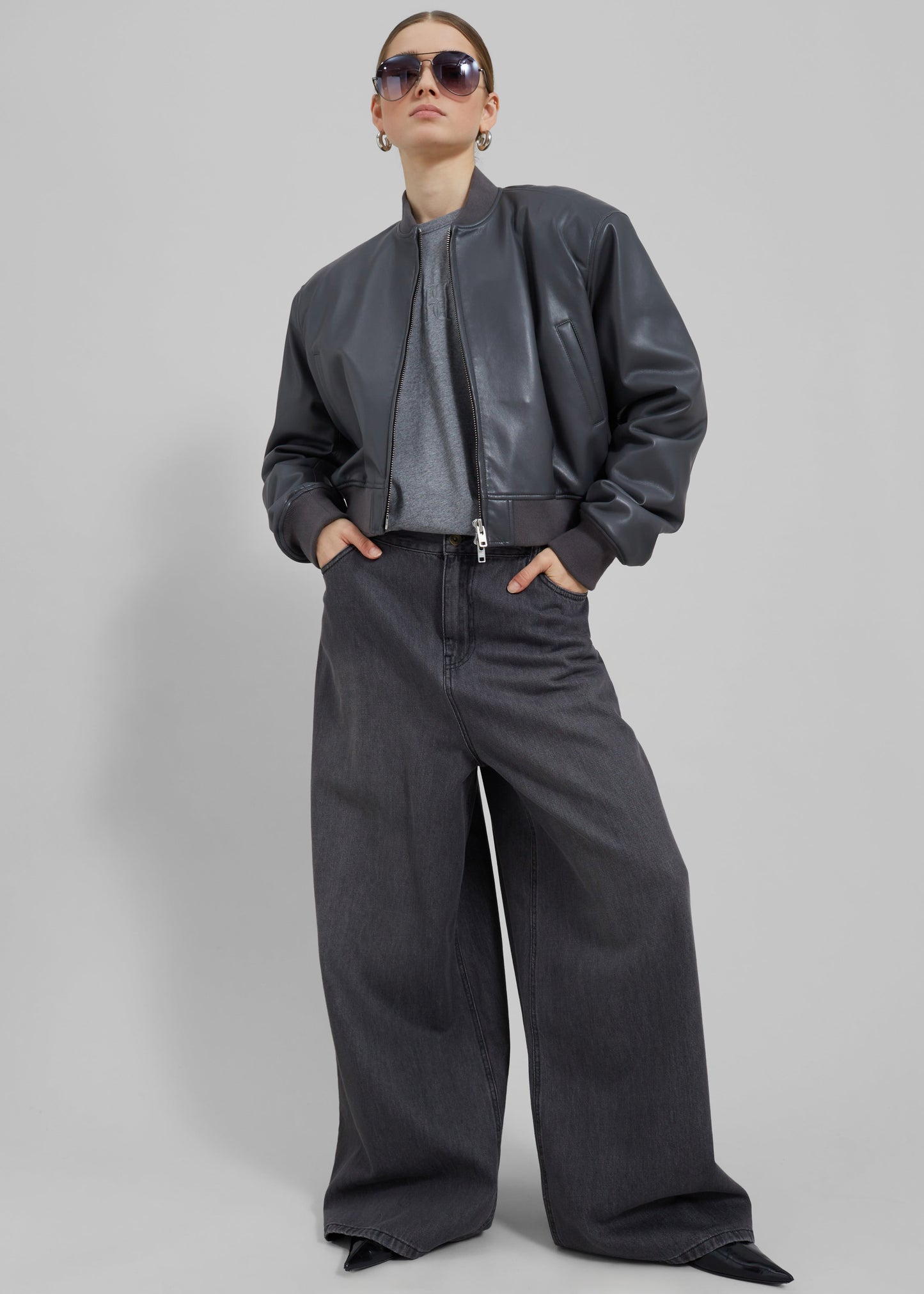 Sasha Wide Leg Jeans - Dark Grey